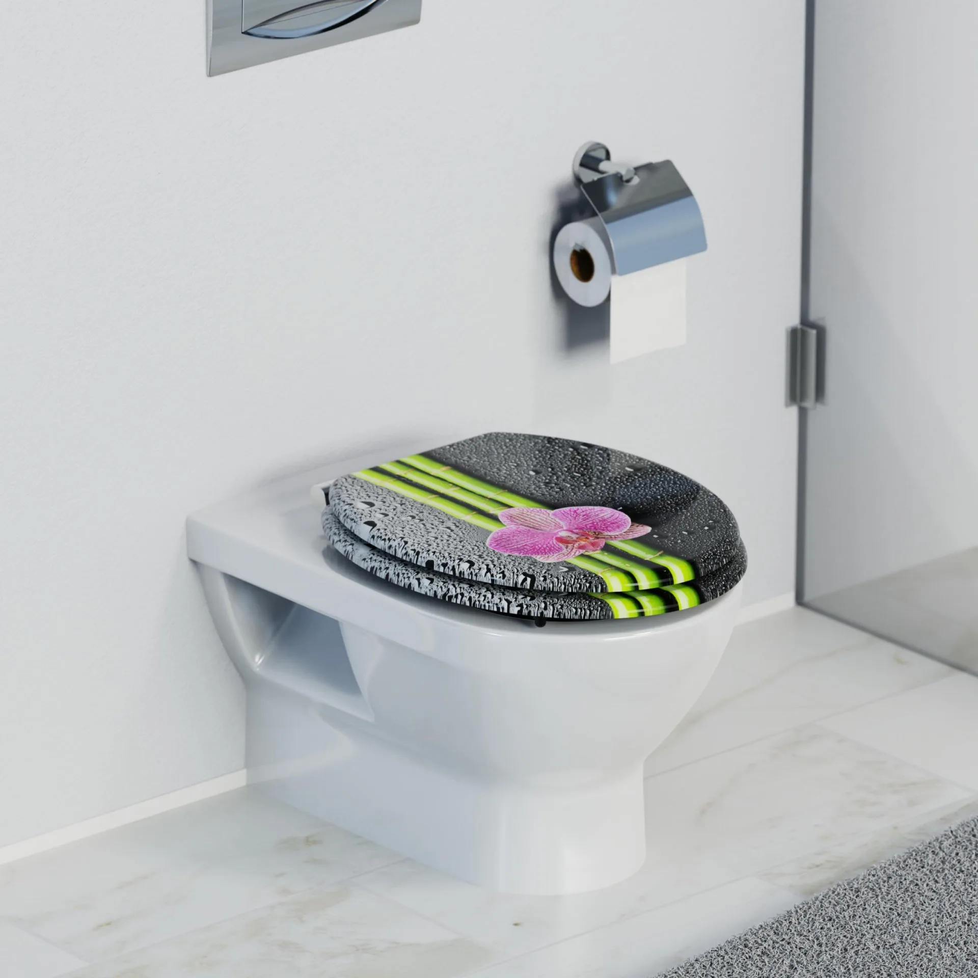 SCHÜTTE ASIA WC-Sitz, Grau, MDF, mit Absenkautomatik