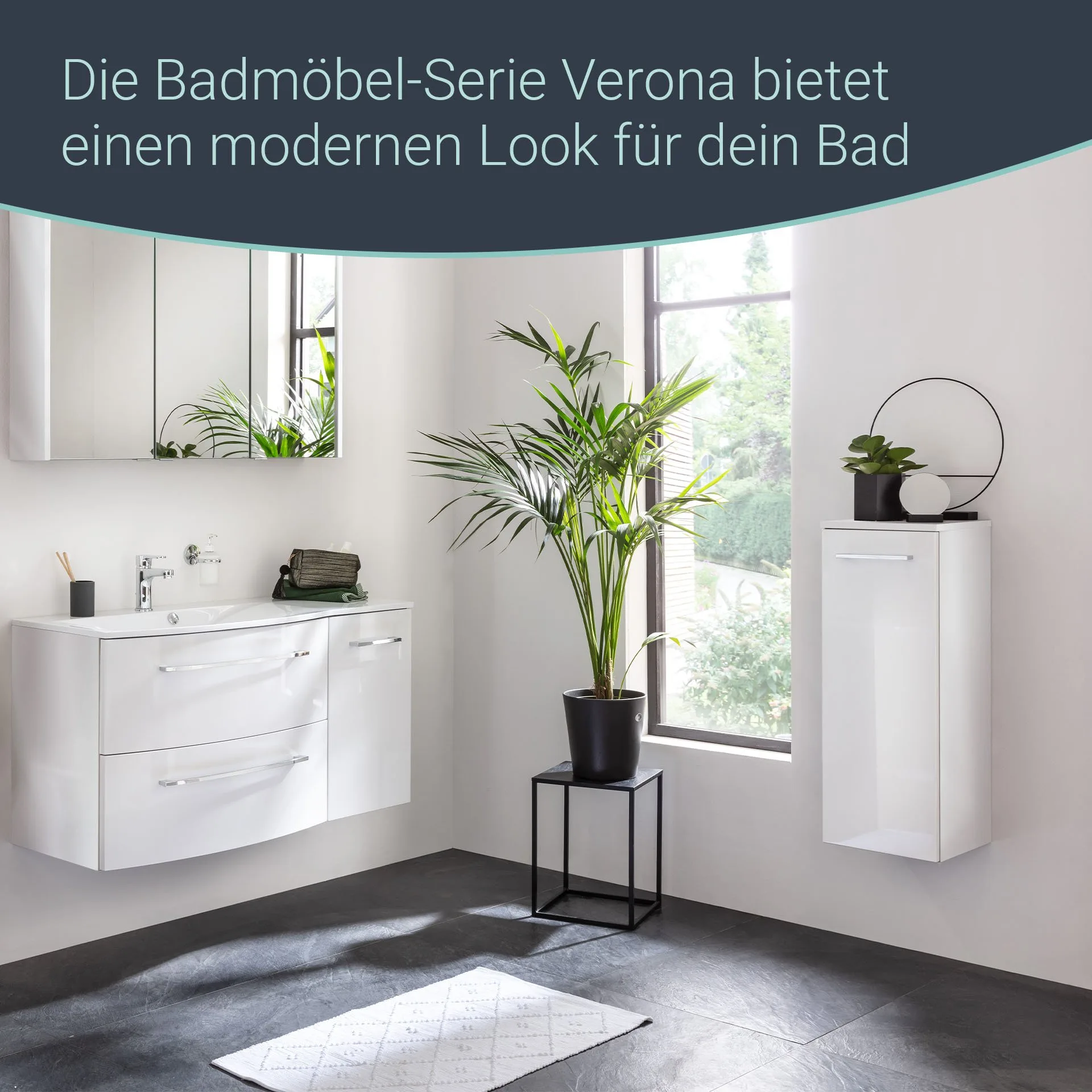 FACKELMANN VERONA Midischrank 30 cm breit, Weiß Hochglanz, Türanschlag rechts