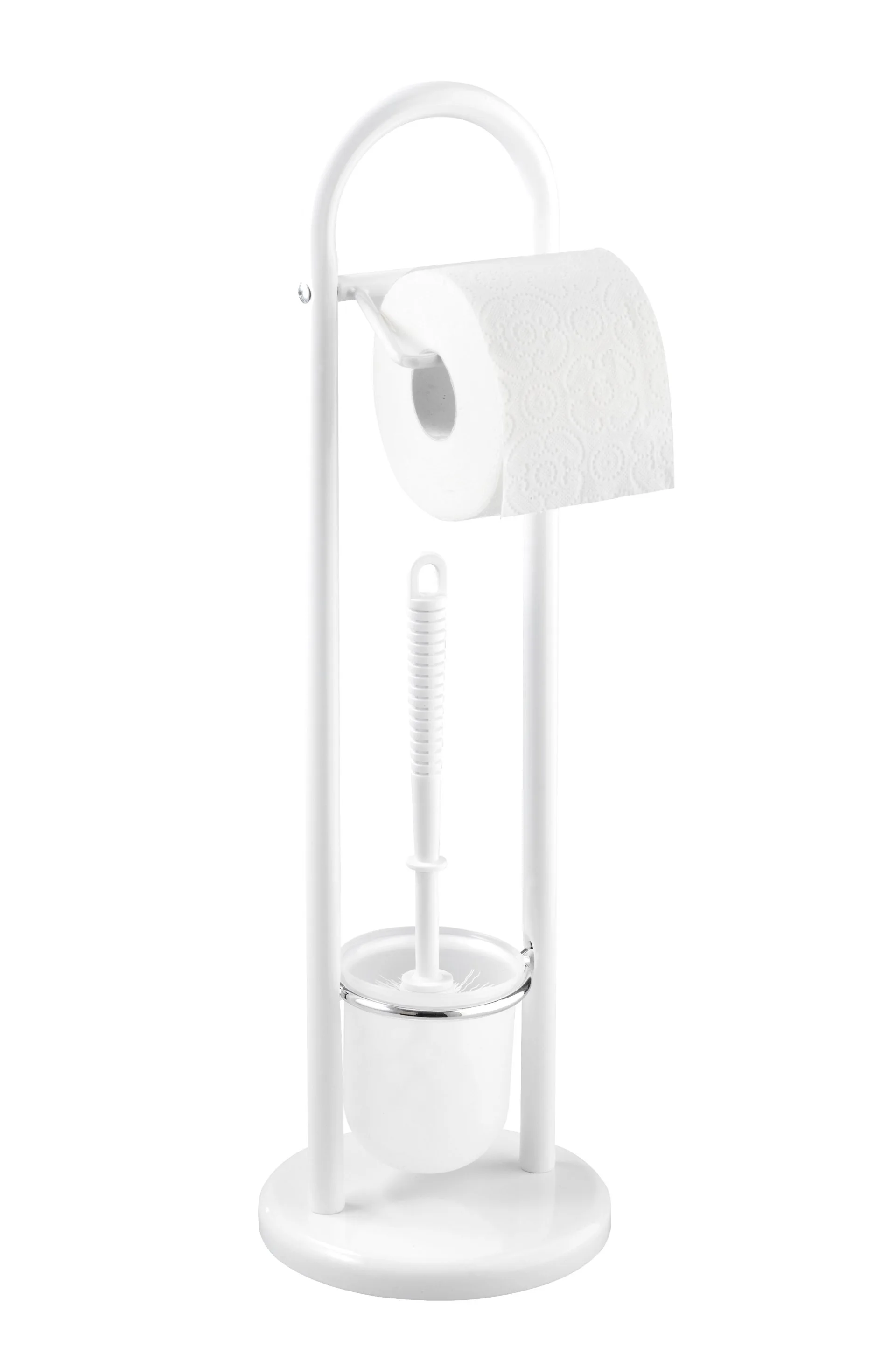 WENKO SIENA Toilettenpapierhalter, Weiß, mit WC-Garnitur, stehend