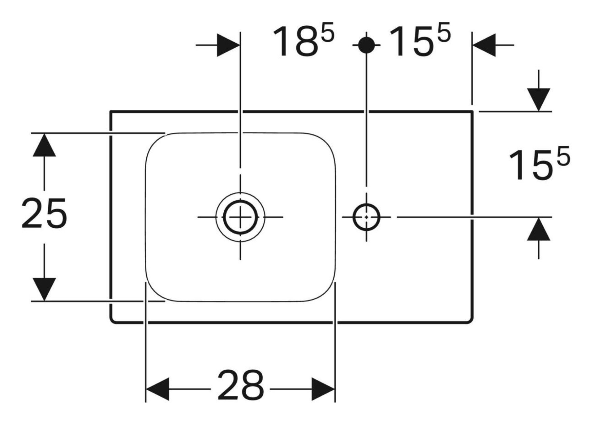 GEBERIT ICON Waschbecken Keramik 53 cm breit, Weiß, mit Ablagefläche, Hahnloch rechts, KeraTect