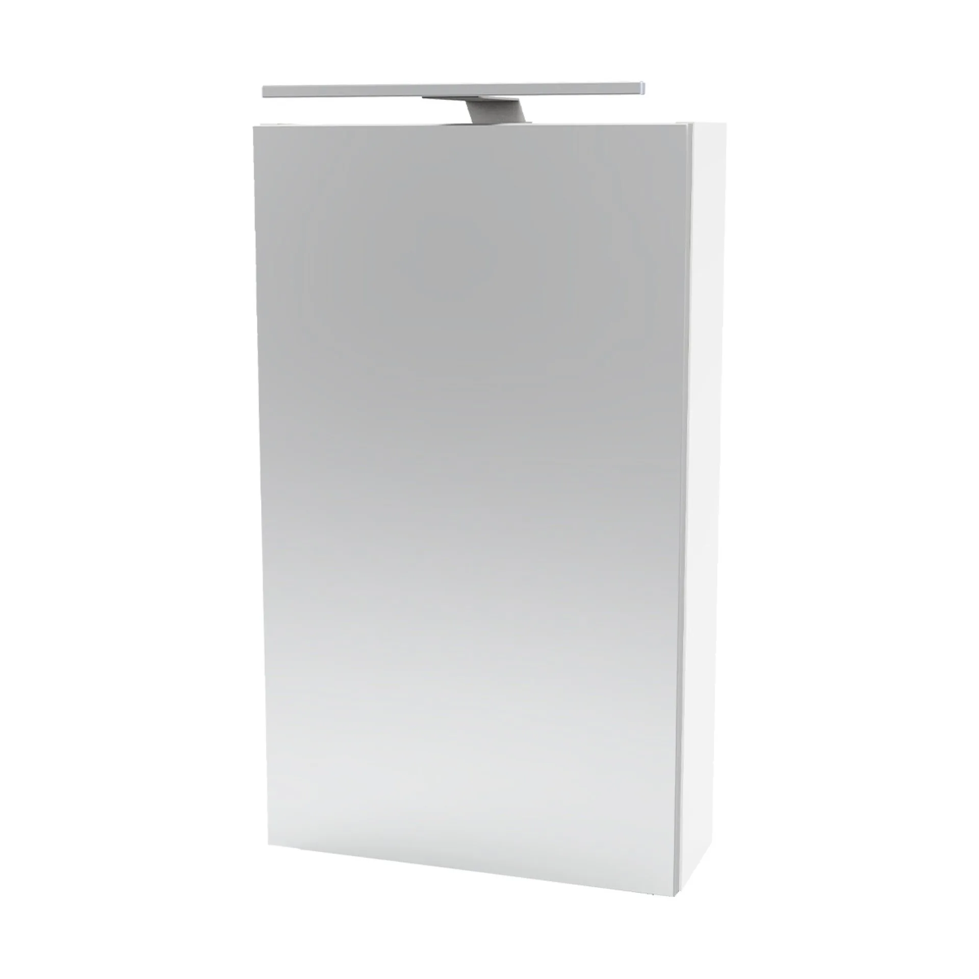 FACKELMANN SBC SCENO Gäste WC Spiegelschrank 40 cm breit, Weiß, Türanschlag links + Aufsatzleuchte