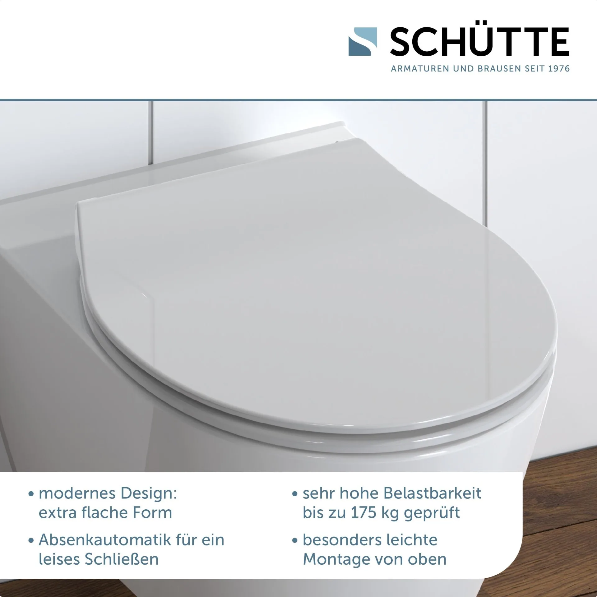 SCHÜTTE SLIM GREY WC-Sitz, Kunststoff, mit Absenkautomatik und Schnellverschluss