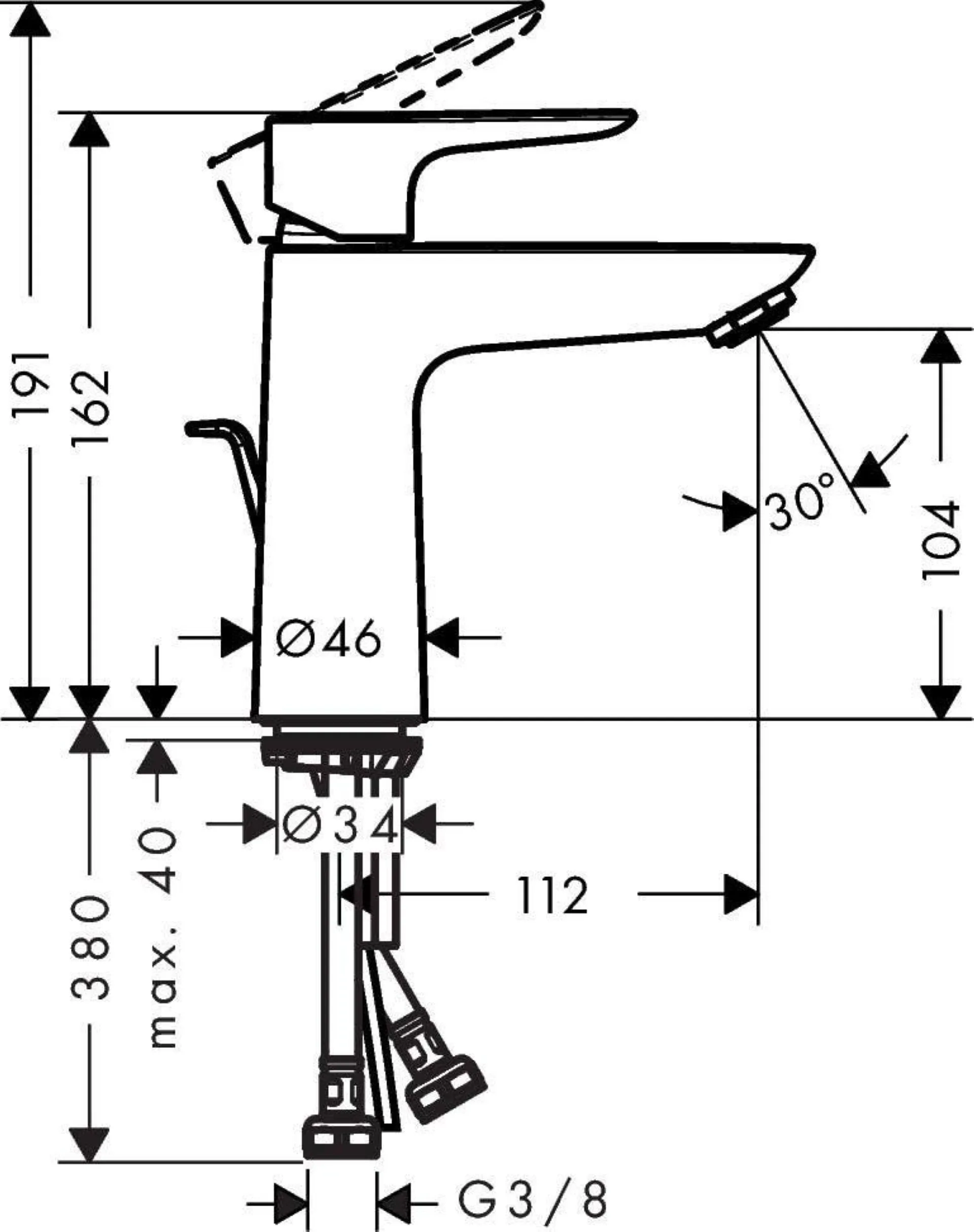 HANSGROHE TALIS E 110 Waschtischarmatur, Chrom, mit Ablaufgarnitur