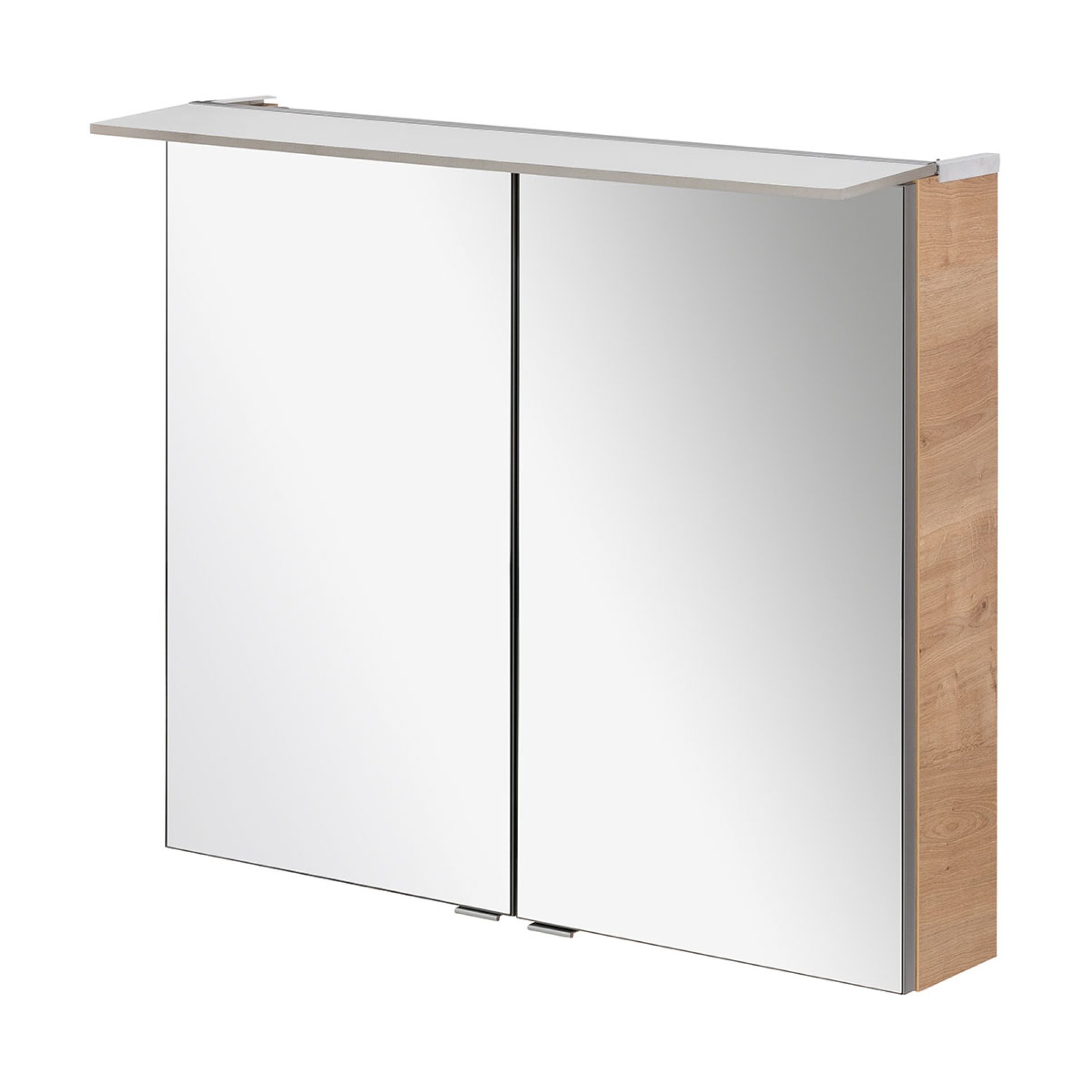 Fackelmann B.PERFEKT LED Spiegelschrank 80 cm breit, Braun hell