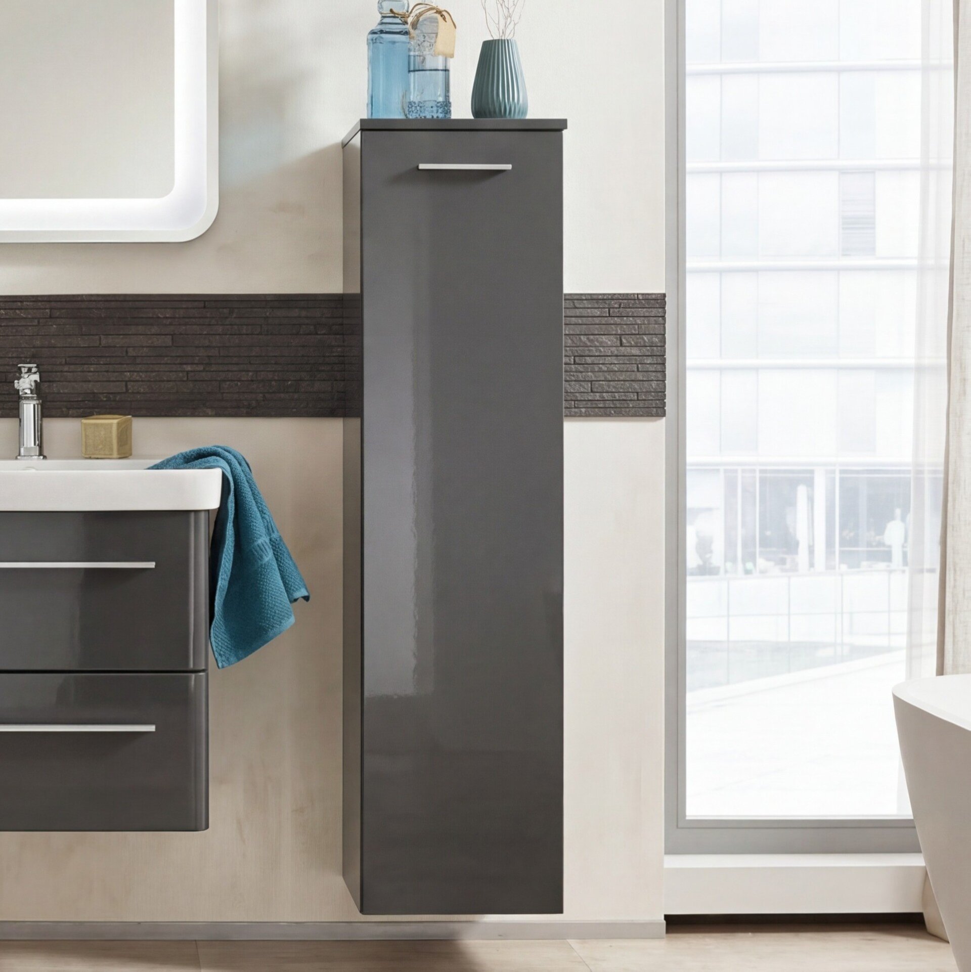 Lanzet Midischrank 30 cm, links, Anthrazit