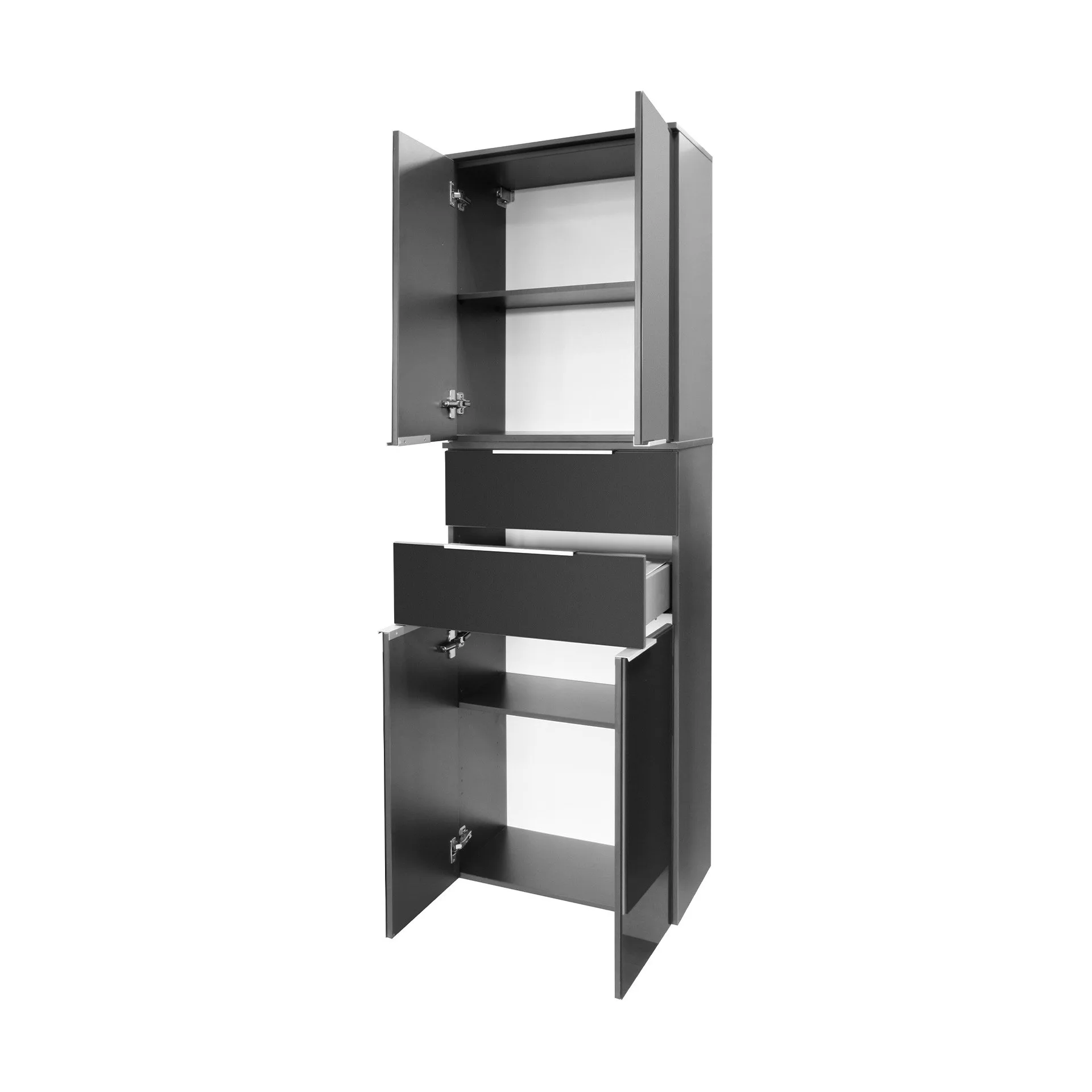 FACKELMANN KARA Doppel Hochschrank 61 cm breit, Anthrazit, mit 2 Schubladen