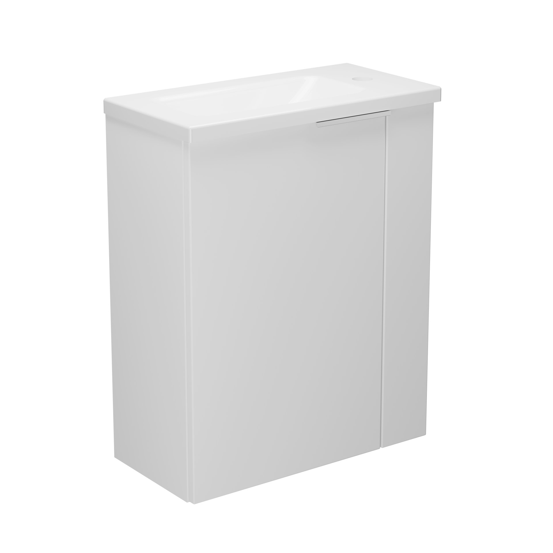 BADEDU UMEA Gäste WC Waschtisch Set 50 cm breit, Weiß, Waschbecken Gussmarmor Weiß