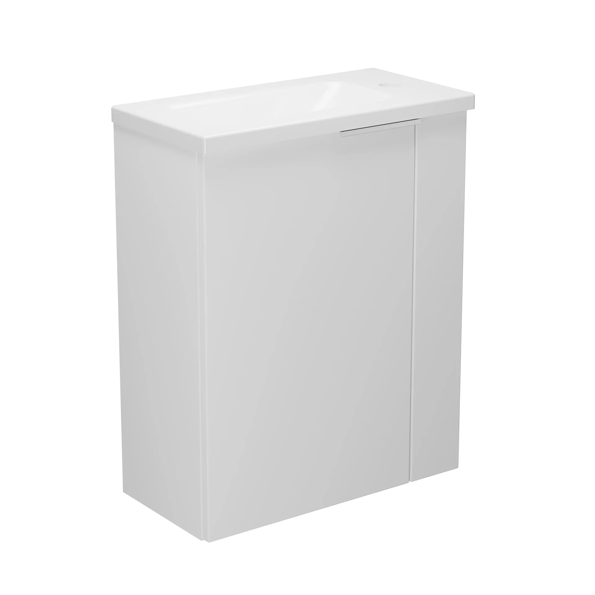 BADEDU UMEA Gäste WC Waschtisch Set 50 cm breit, Weiß, Waschbecken Gussmarmor Weiß
