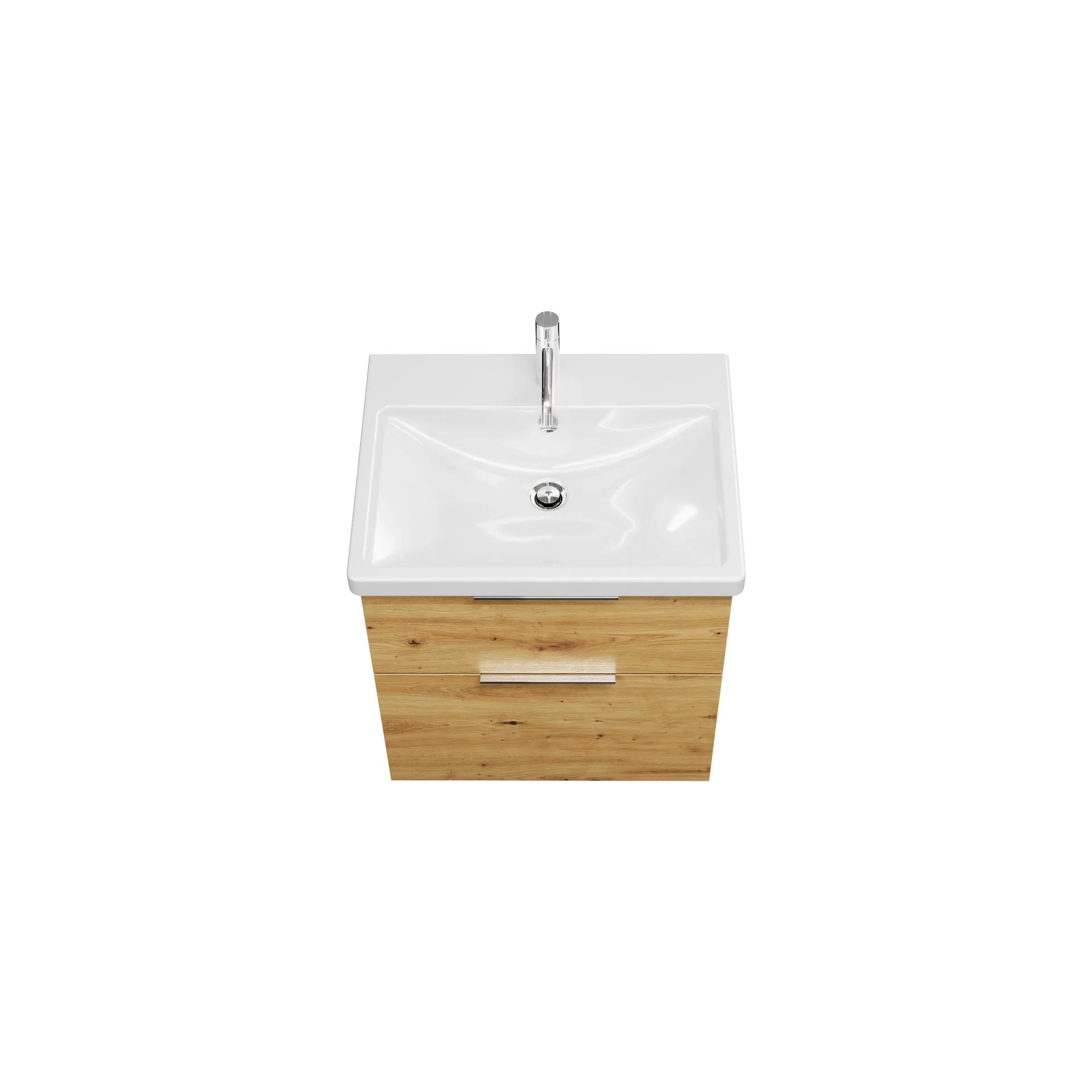 Burgbad EQIO Waschbecken mit Unterschrank 63 cm breit, Braun, Waschbecken Keramik Weiß