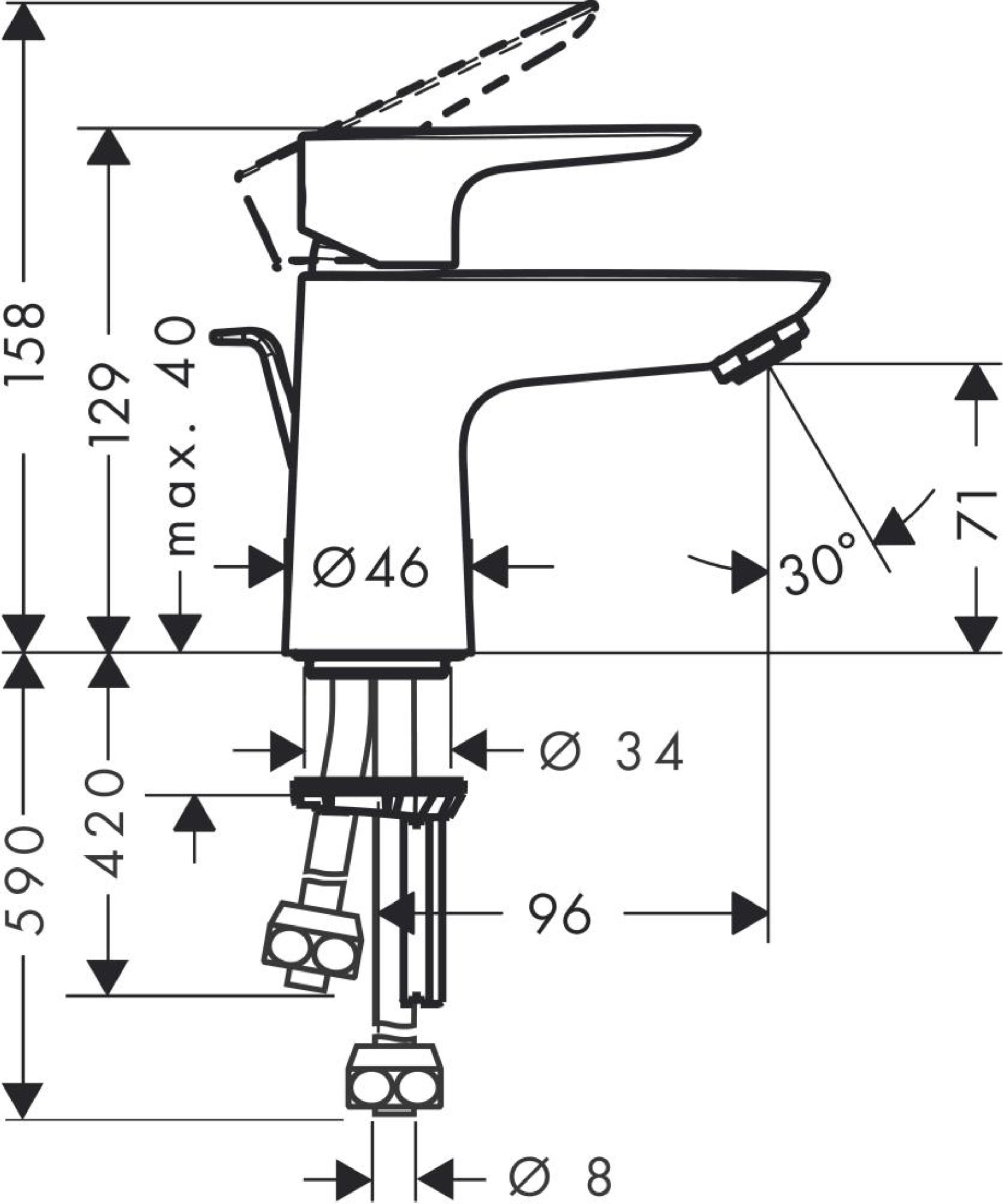 HANSGROHE TALIS E 80 Waschtischarmatur, Chrom, mit Ablaufgarnitur, für Niederdruck