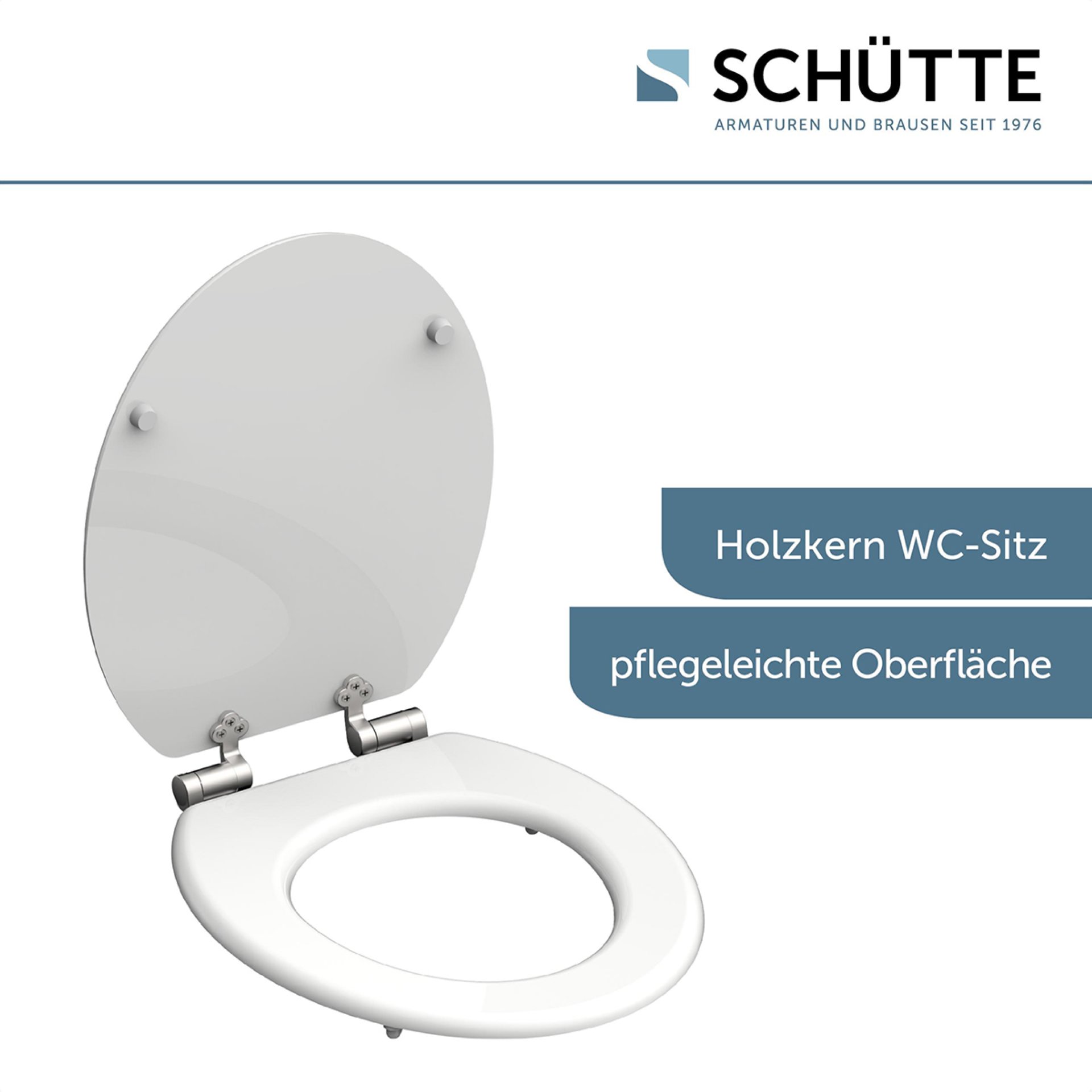 Schütte WHITE WC-Sitz, mit Absenkautomatik, Holzkern