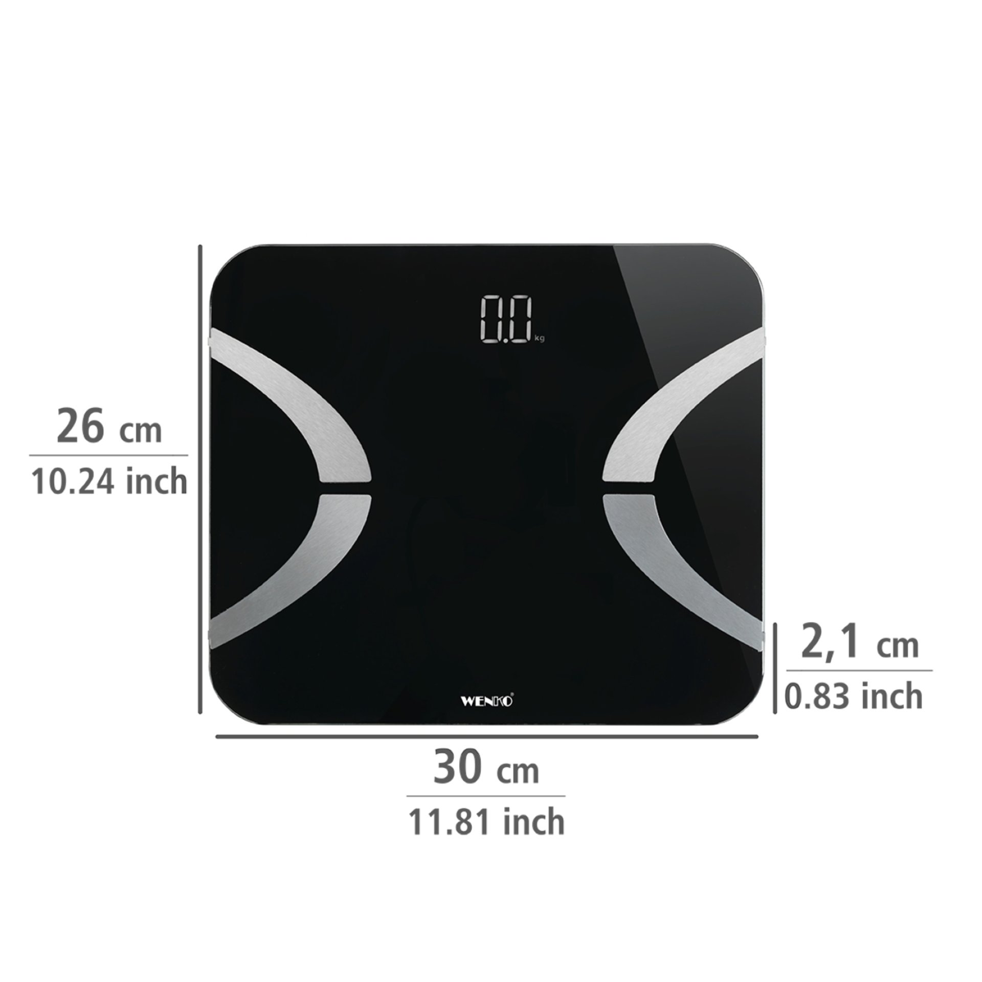 WENKO Personenwaage, Schwarz, LED, mit Bluetooth, Analysewaage, Körperfettwaage