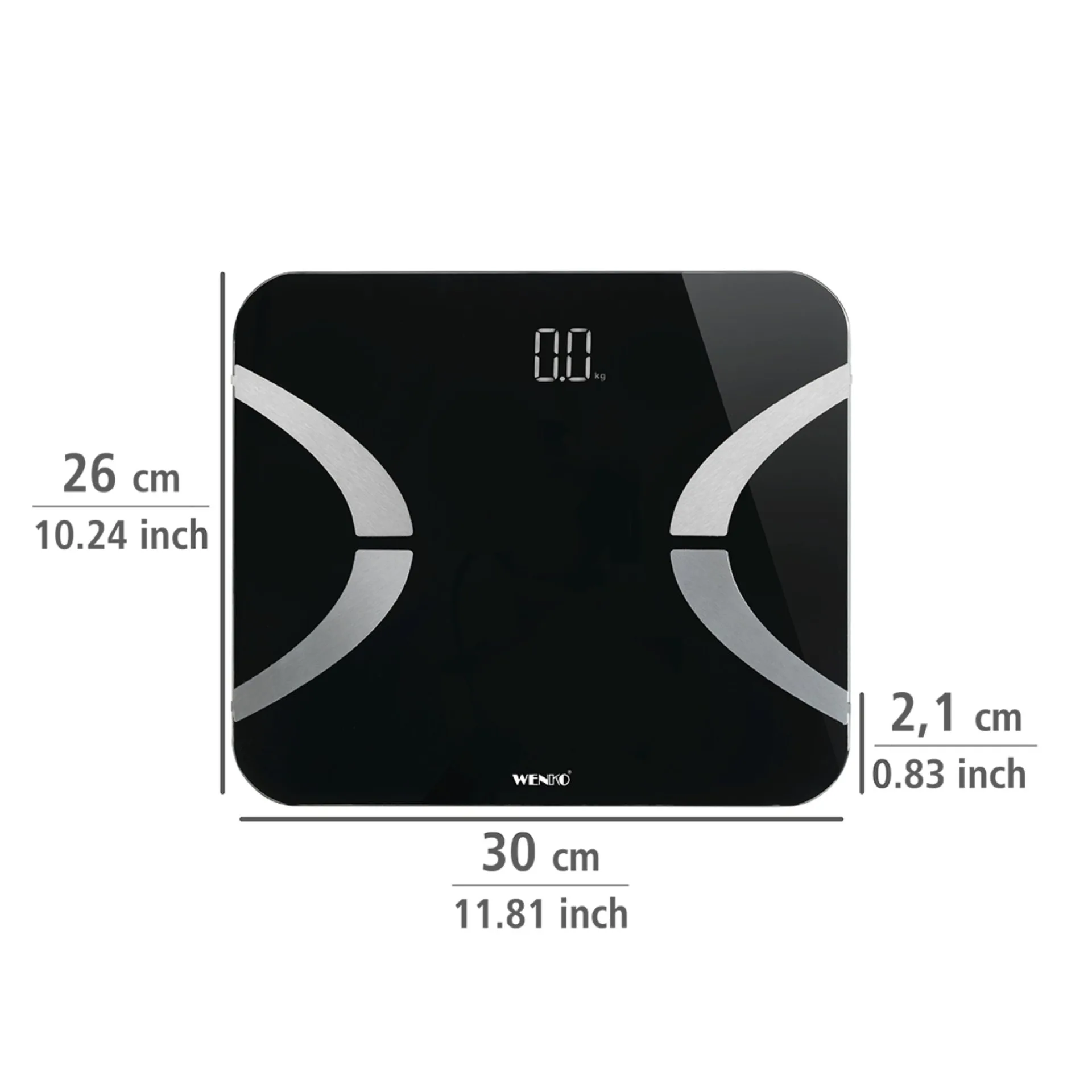WENKO Personenwaage, Schwarz, LED, mit Bluetooth, Analysewaage, Körperfettwaage