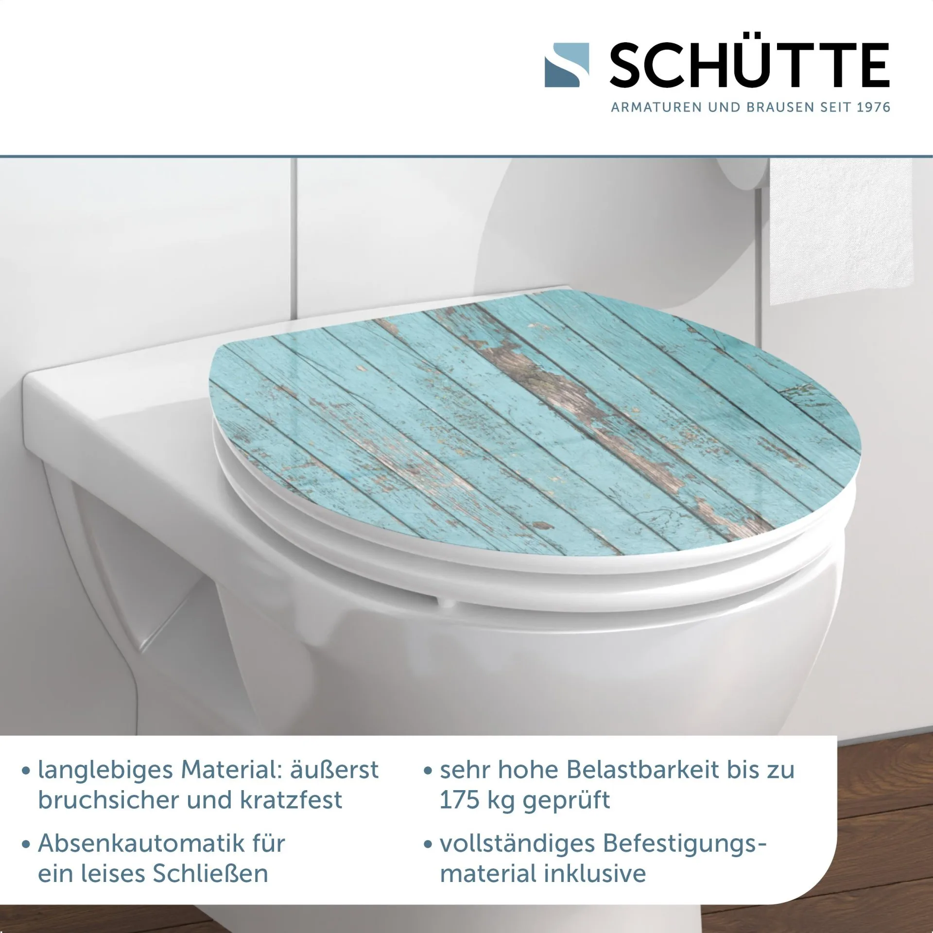 SCHÜTTE BLUE WOOD WC-Sitz, MDF HG, mit Absenkautomatik