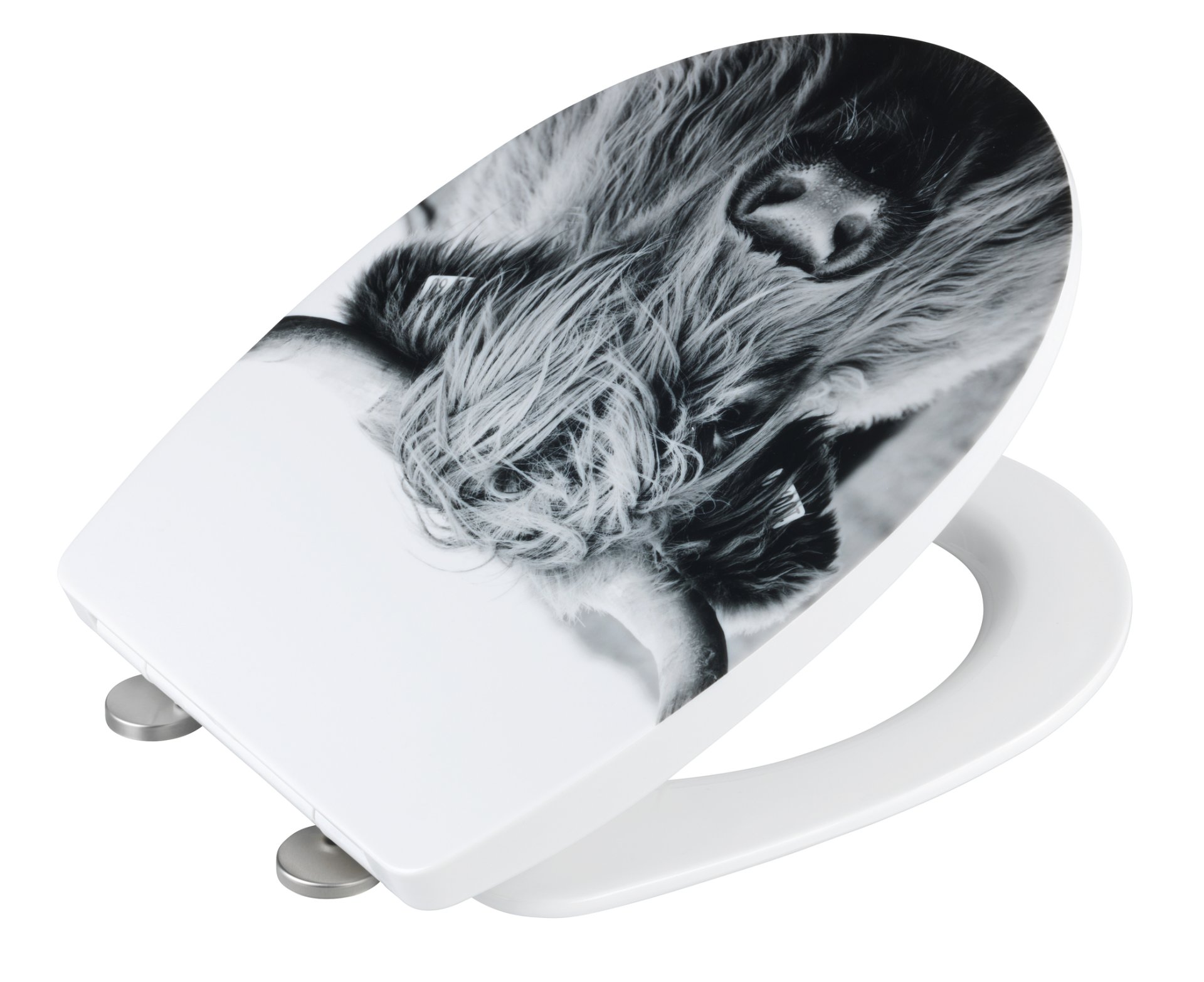 WENKO YAK WC-Sitz, Weiß/Grau, Hochglanz, 350 kg Tragkraft, mit Absenkautomatik