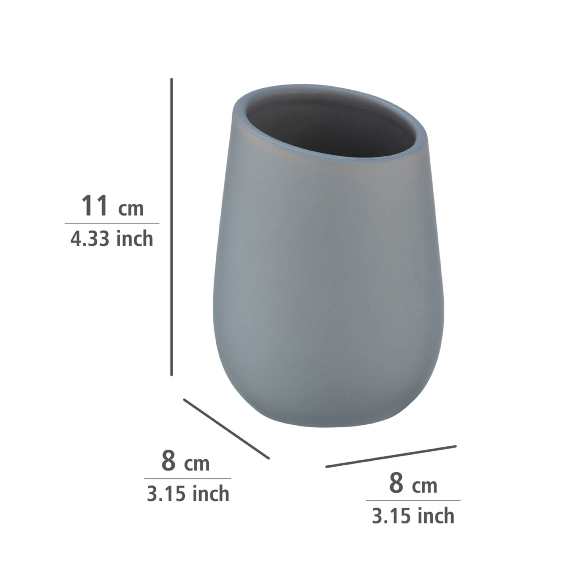 WENKO BADI Accessoire Set, Grau, Zahnputzbecher, Seifenspender, Keramik