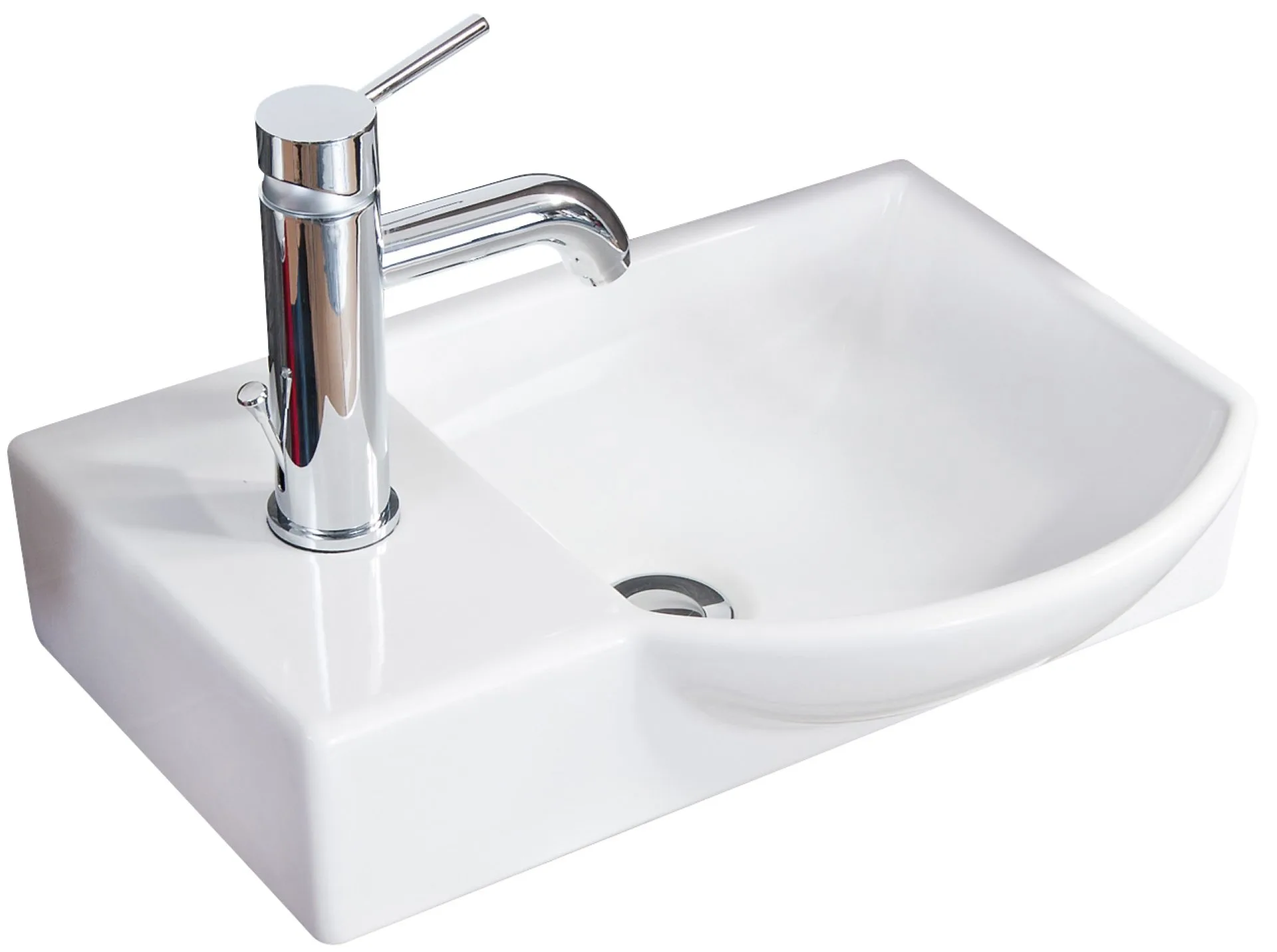 FACKELMANN Waschbecken 45 cm breit, Weiß, Keramik, Hahnloch links