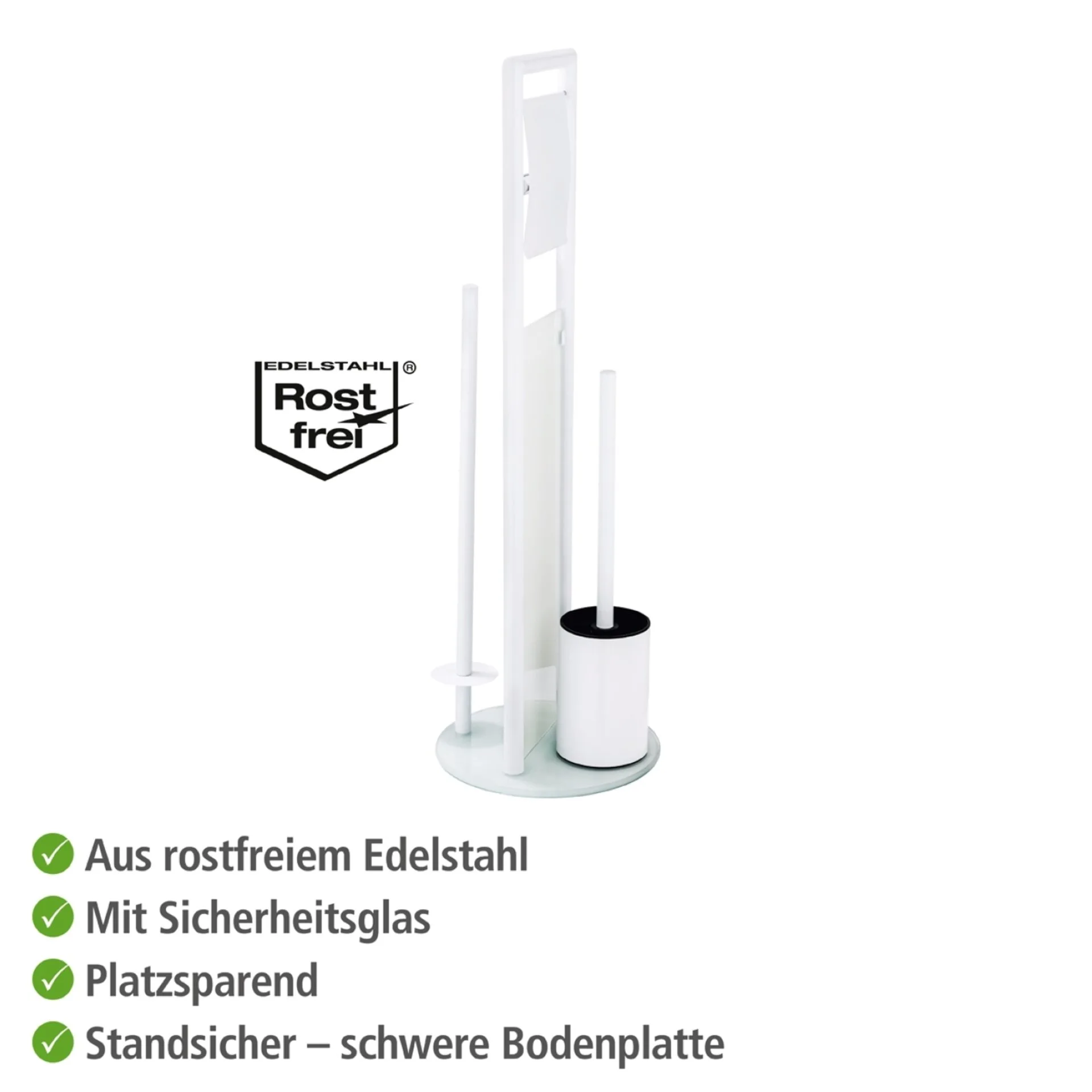 WENKO RAVINA WC-Garnitur, Weiß, mit Toilettenpapierhalter und Bevorrater, stehend