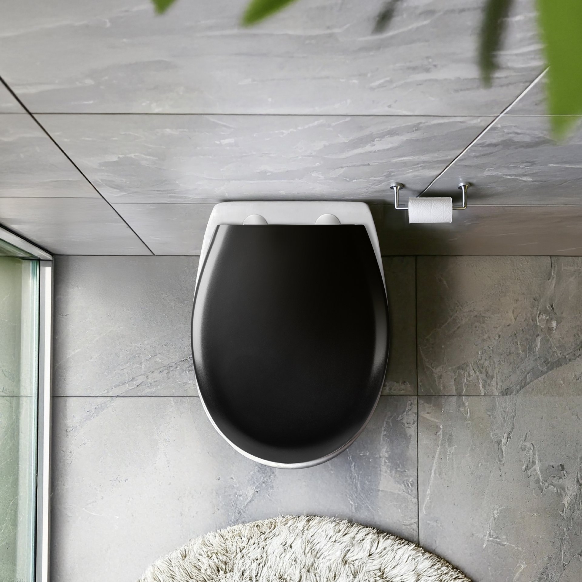 WENKO RIETI WC-Sitz, Schwarz, 350 kg Tragkraft, mit Absenkautomatik