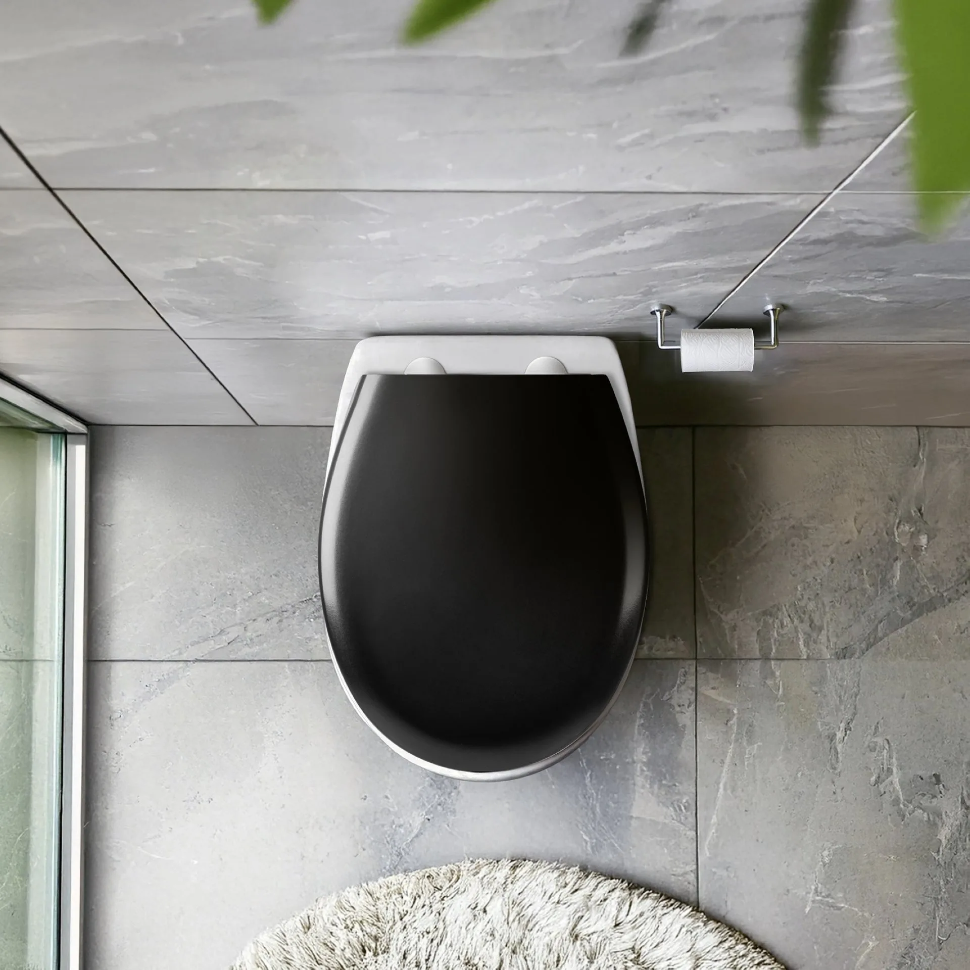 WENKO RIETI WC-Sitz, Schwarz, 350 kg Tragkraft, mit Absenkautomatik