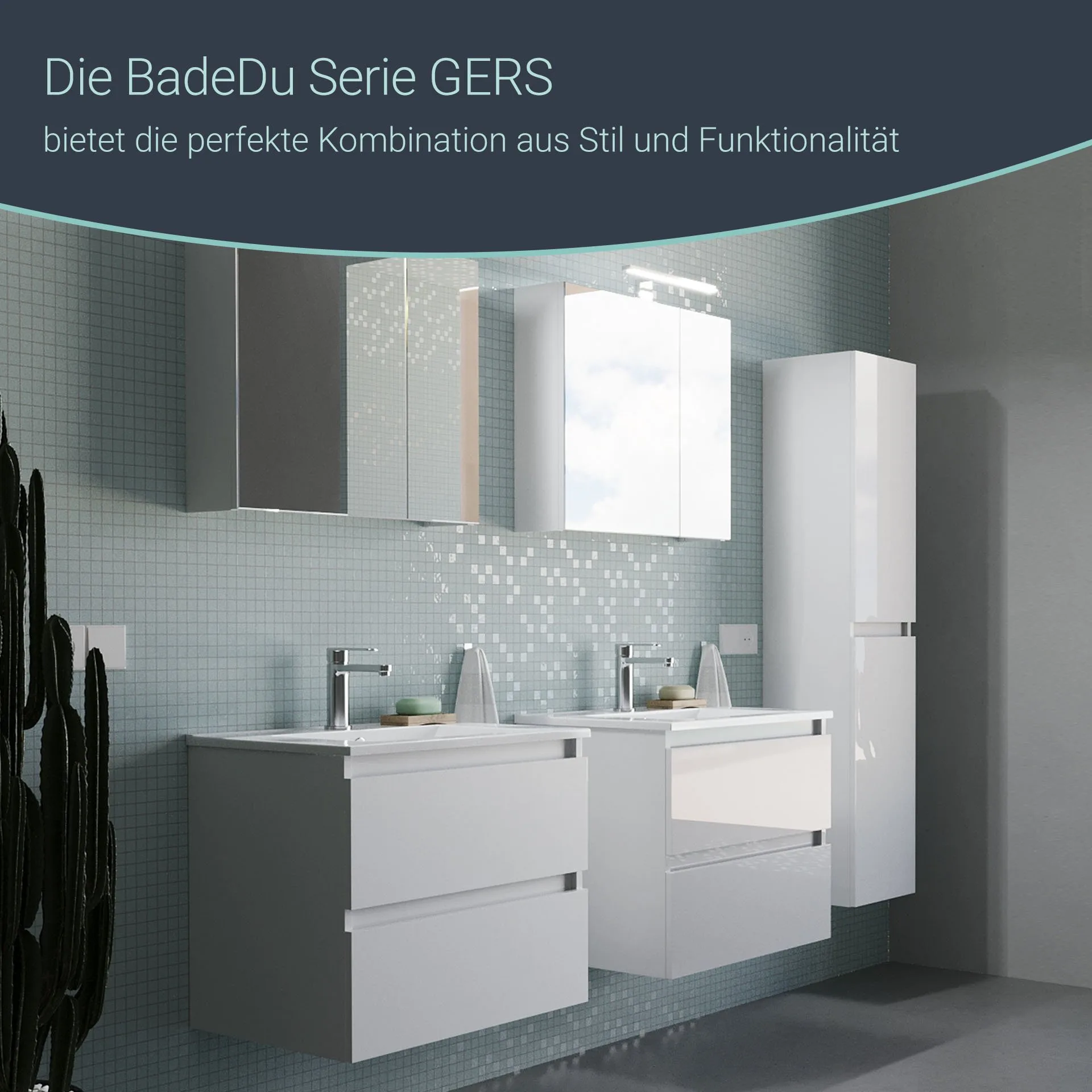 BADEDU GERS Hochschrank 30 cm breit, Weiß