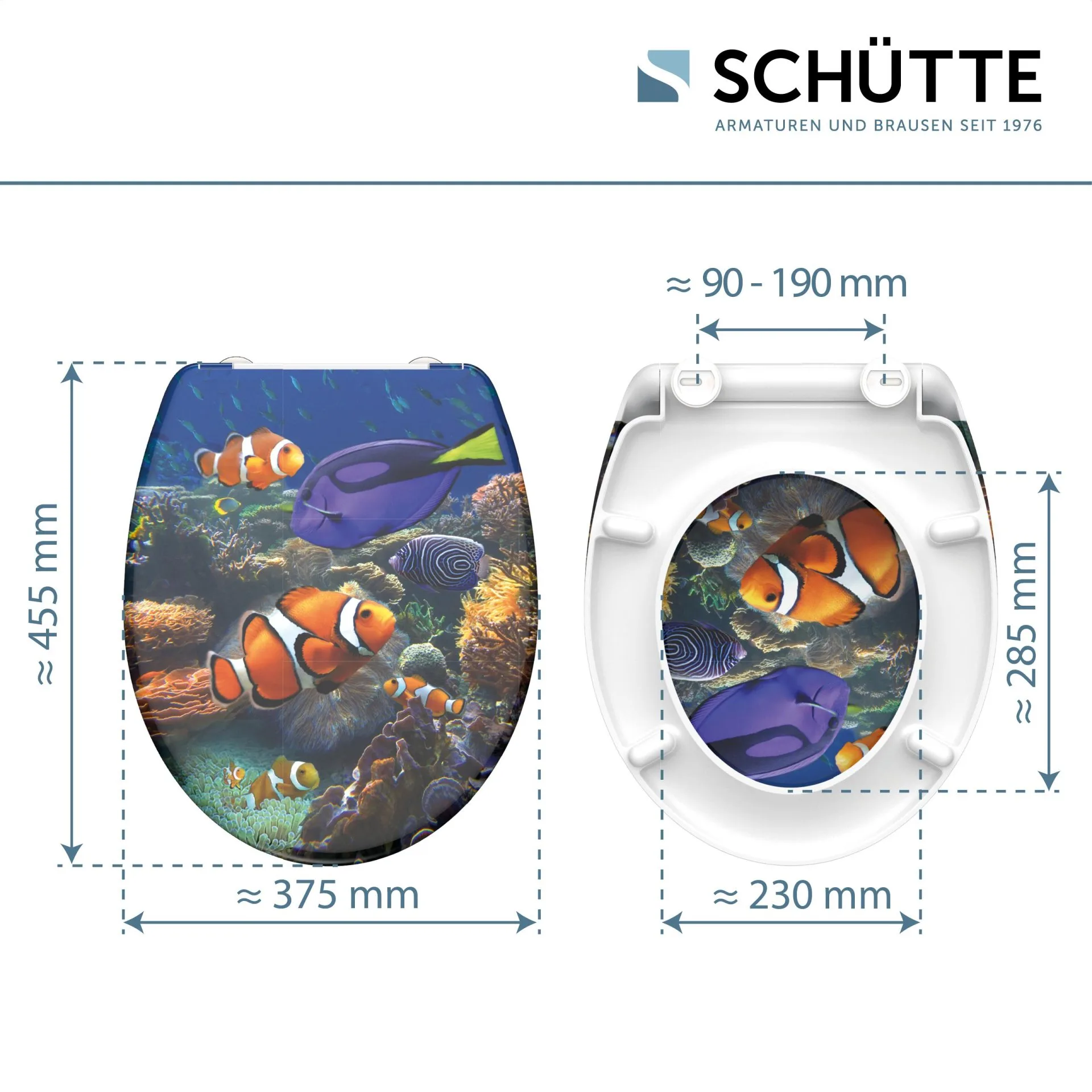 SCHÜTTE SEA LIFE WC-Sitz, Kunststoff, mit Absenkautomatik und Schnellverschluss