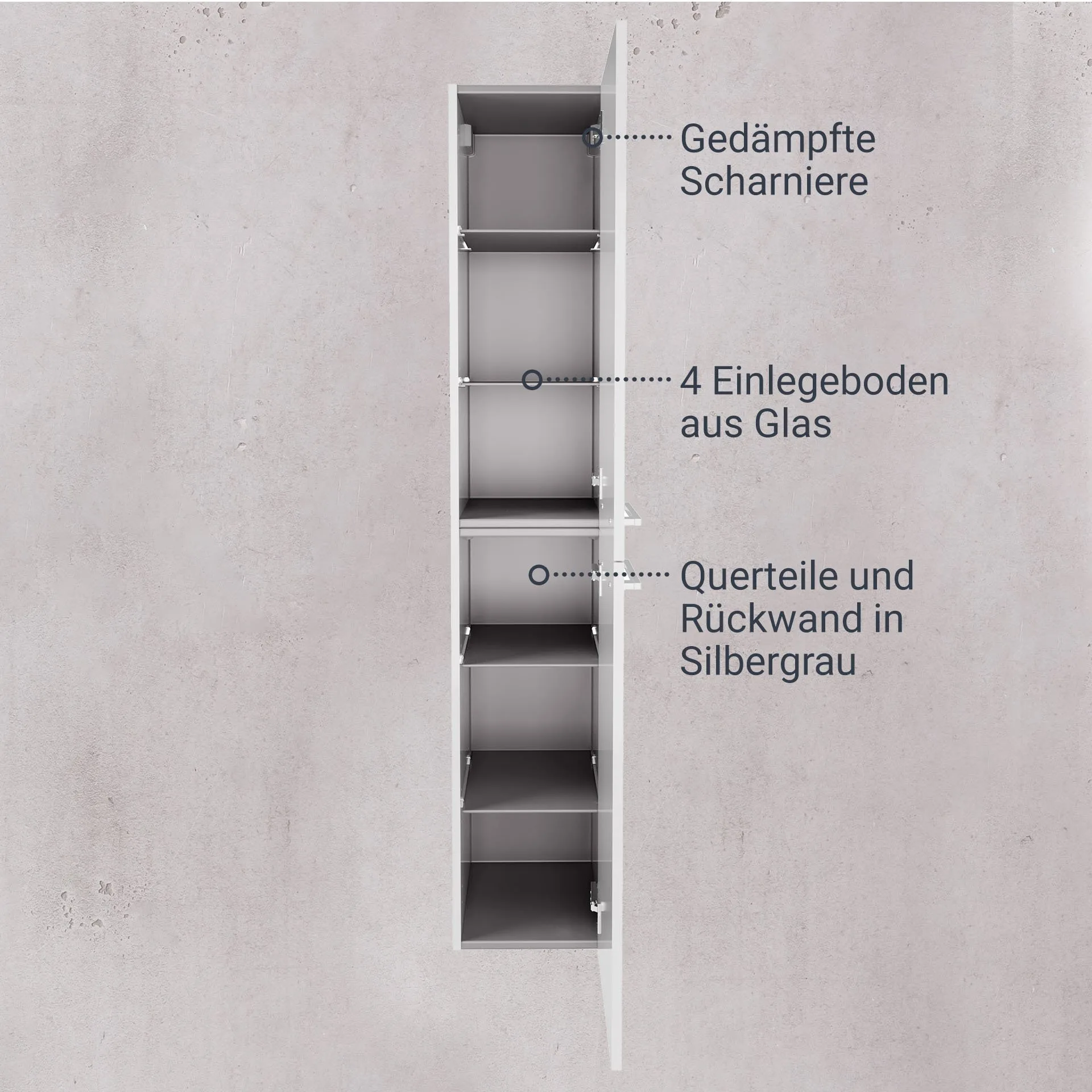 FACKELMANN VERONA Hochschrank 30 cm breit, Weiß Hochglanz, Türanschlag rechts