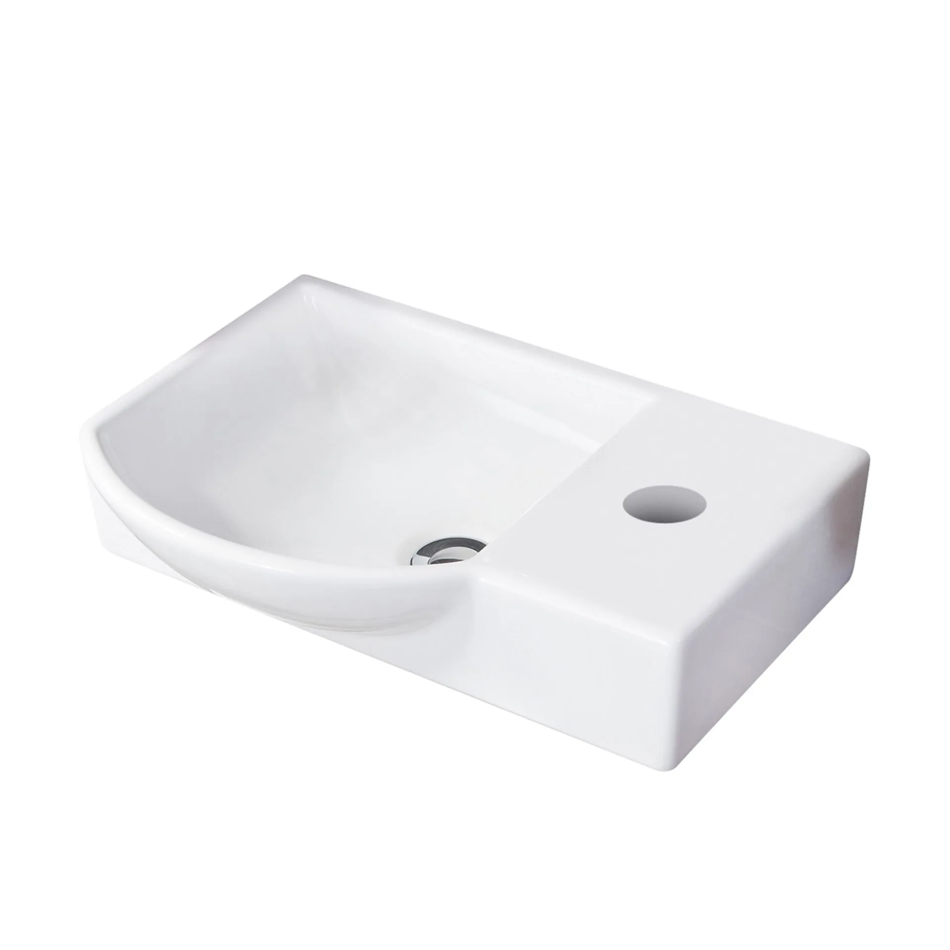 FACKELMANN SBC LUNA Gäste WC Set 4-teilig 45 cm breit, Anthrazit, Waschbecken Keramik Weiß + LED Spiegel + Midischrank slim, Türanschlag links