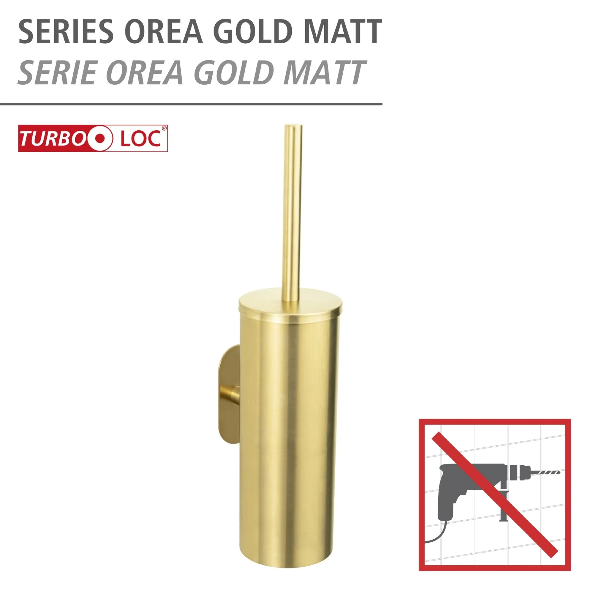 WENKO OREA WC-Garnitur, Gold matt, Edelstahl rostfrei, Befestigen ohne Bohren