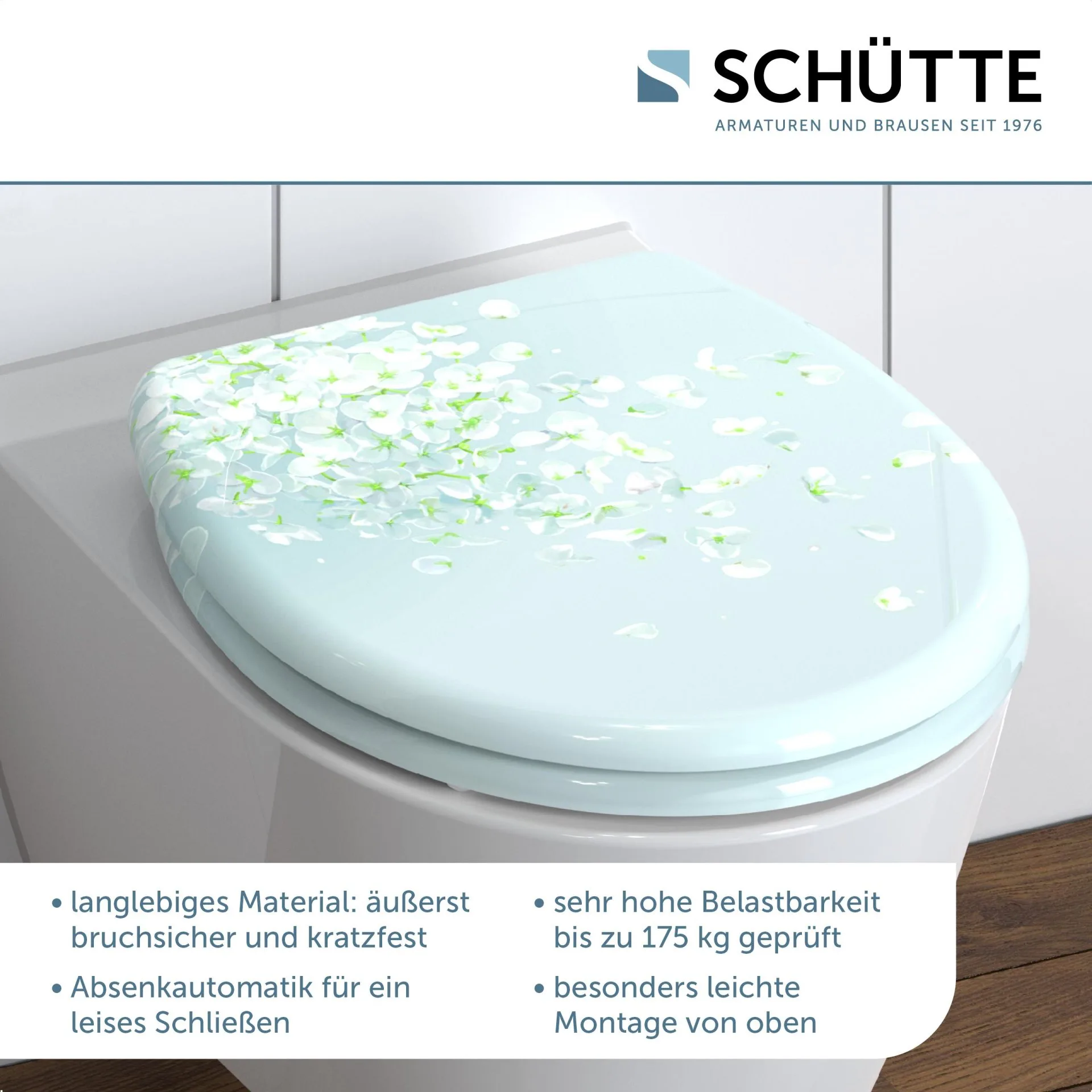 SCHÜTTE FLOWER IN THE WIND WC-Sitz, Kunststoff, mit Absenkautomatik und Schnellverschluss