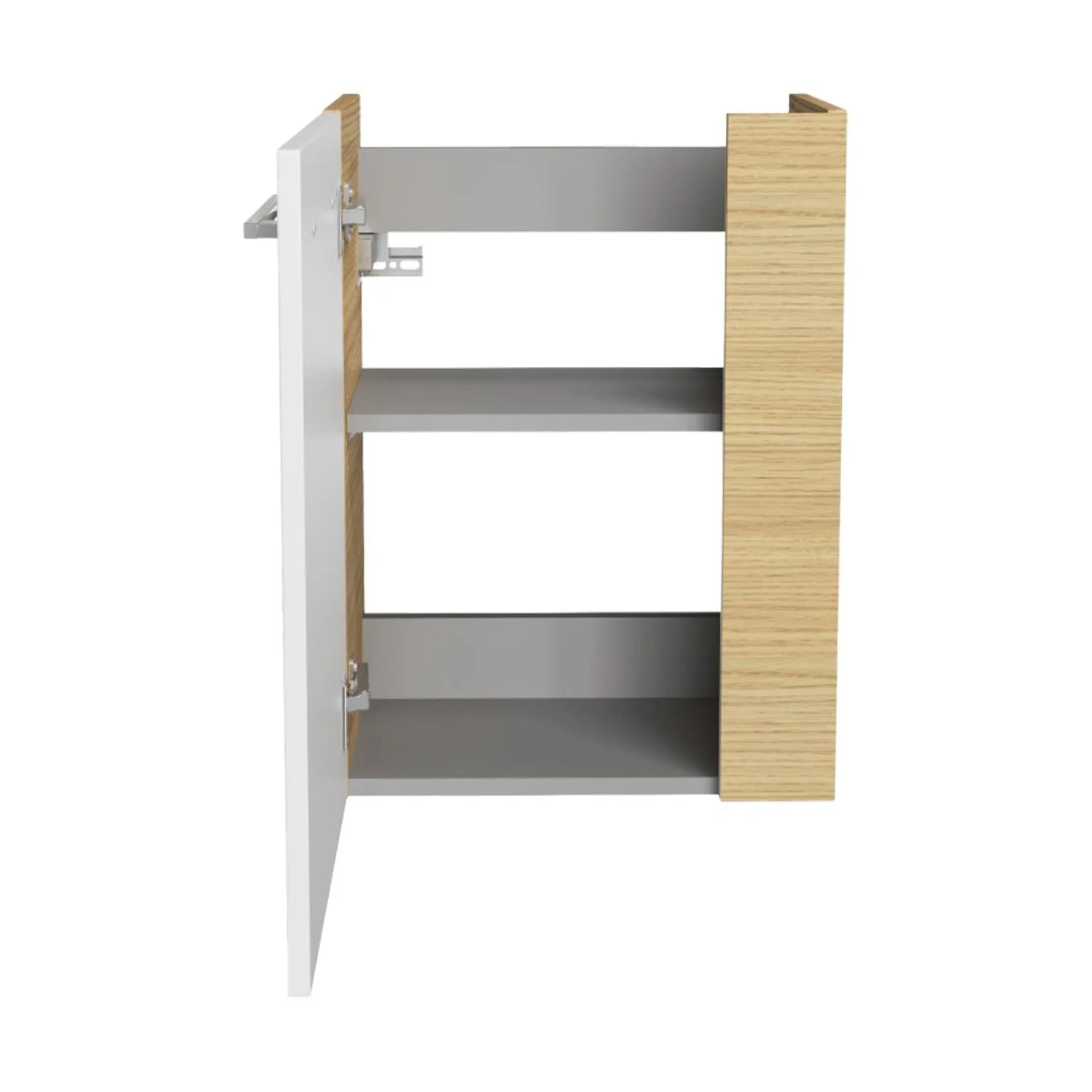 FACKELMANN SBC B.STYLE Waschbeckenunterschrank Gäste WC 45 cm breit, Weiß/Braun, Türanschlag links
