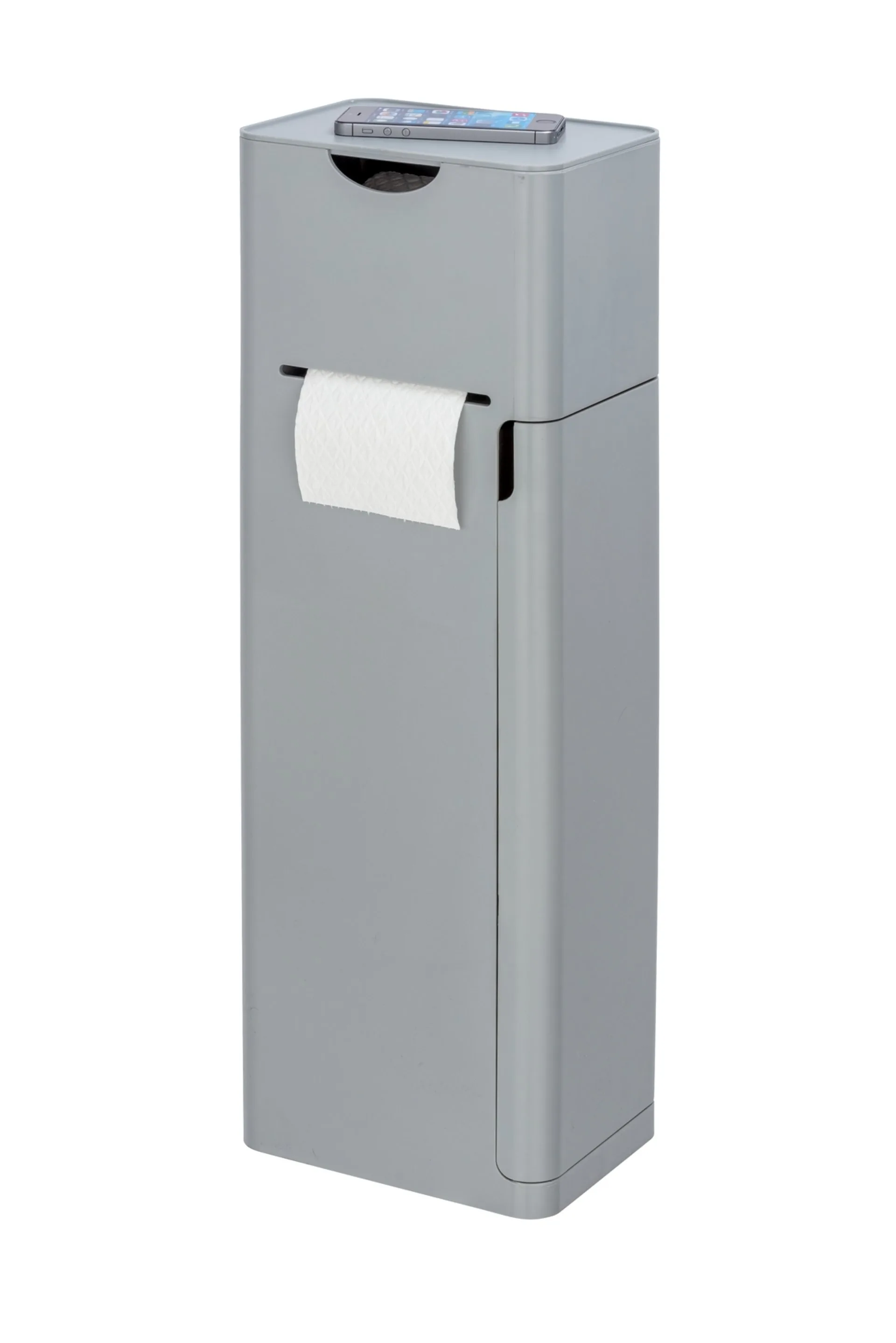 WENKO IMON WC-Garnitur, Grau, mit Toilettenpapierhalter und Ablage