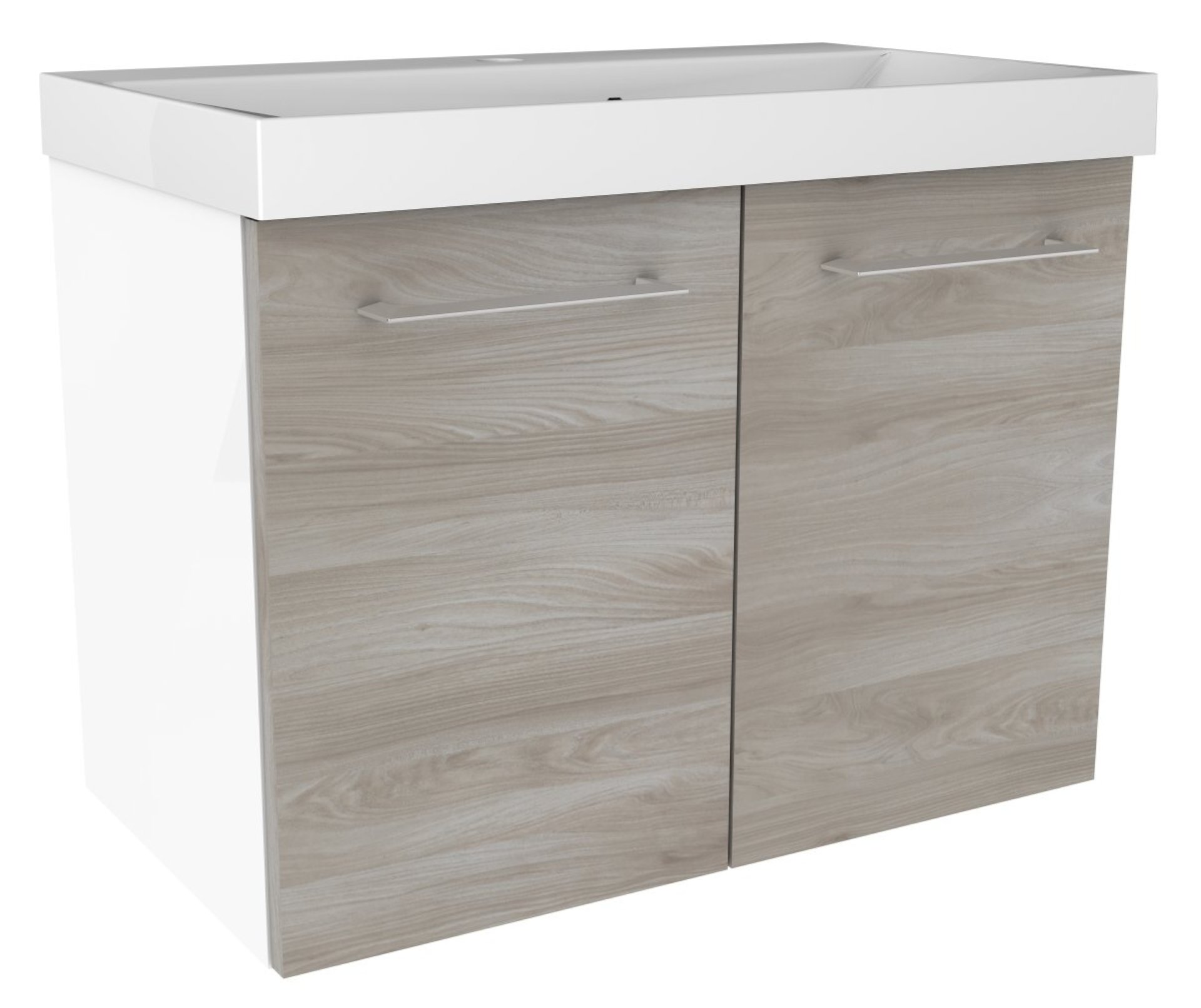 Fackelmann LIMA Waschtischunterschrank 60 cm, Weiß/Braun