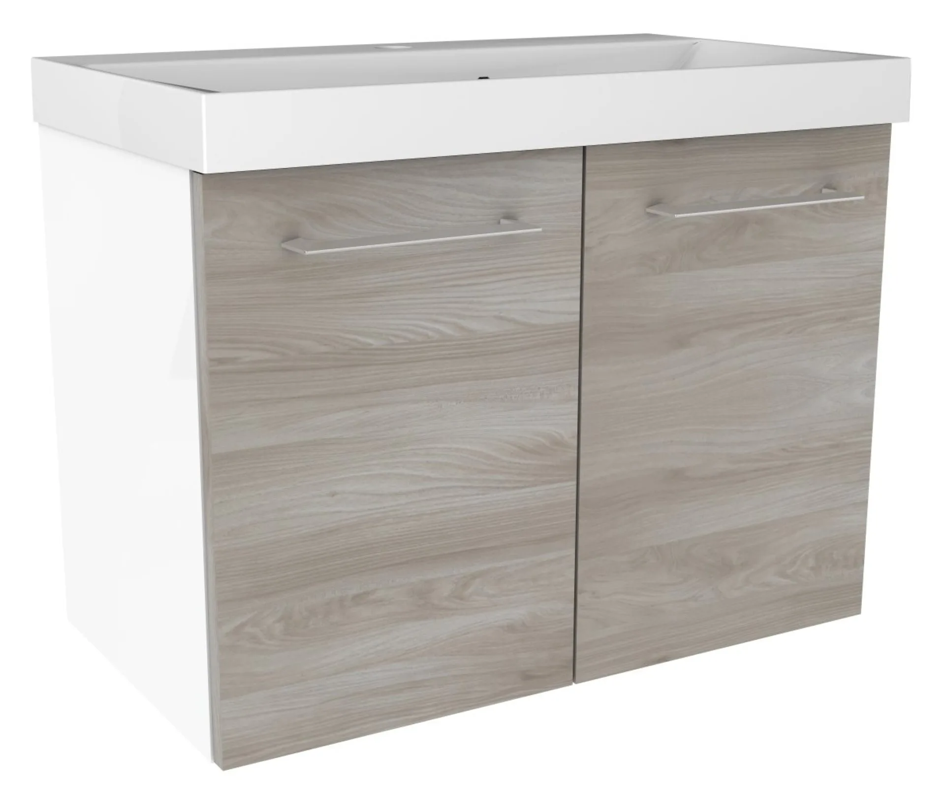 FACKELMANN LIMA Waschbeckenunterschrank 60 cm breit, Braun/Weiß