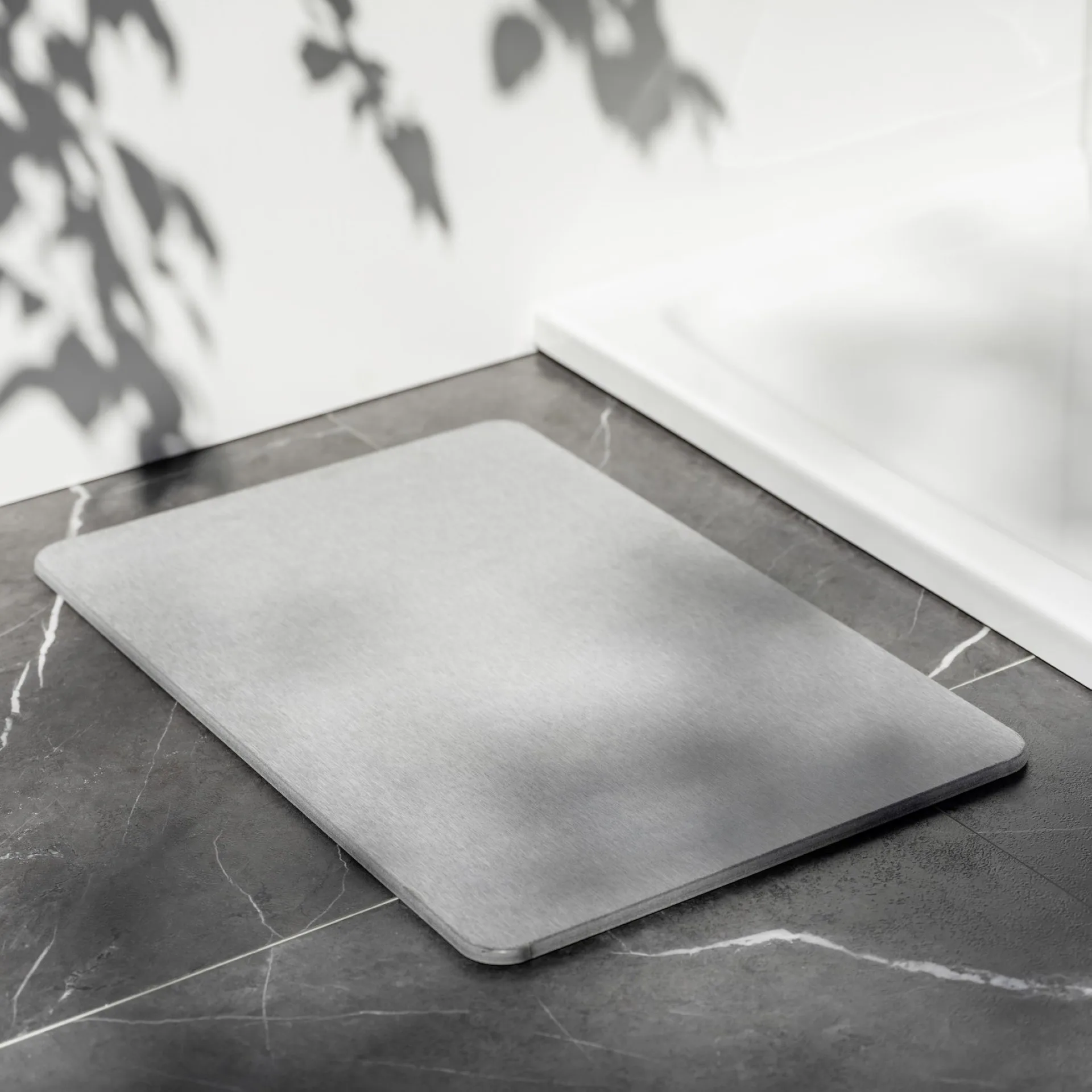 WENKO SIMI Badematte 60 x 39 cm, Grau, aus natürlichem Diatomit