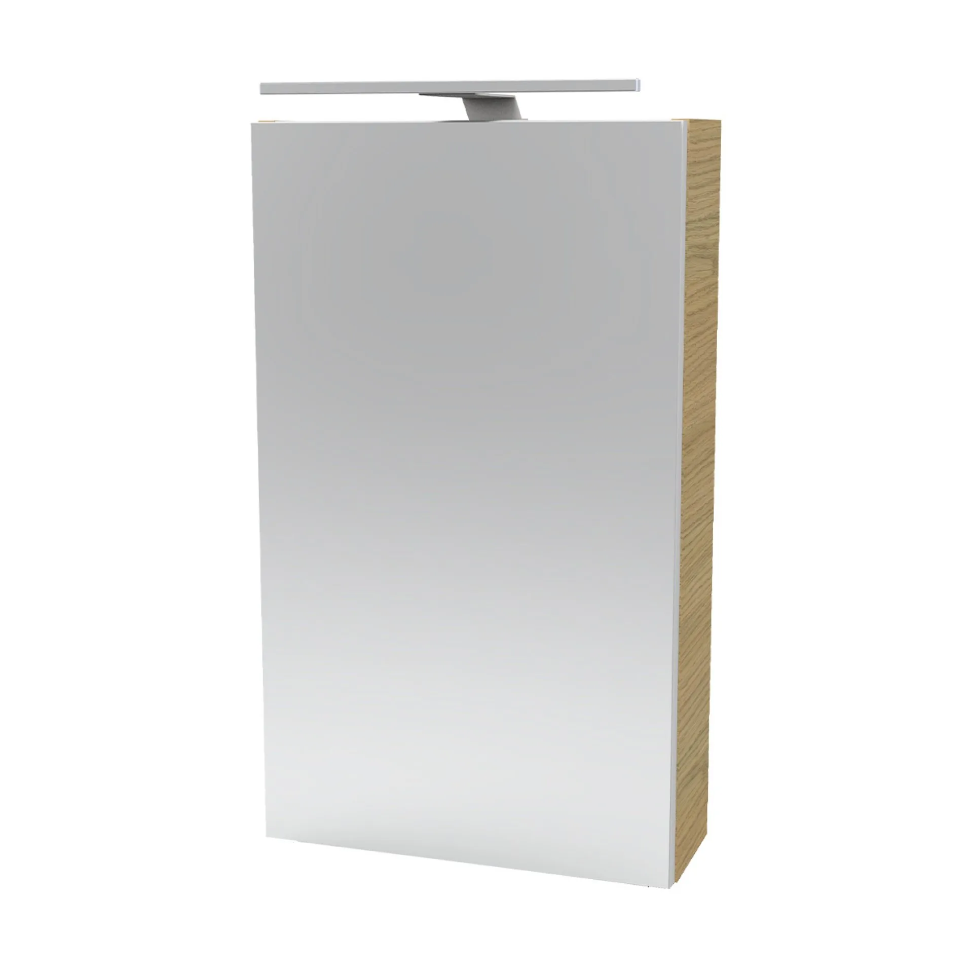 FACKELMANN SBC B.STYLE Gäste WC Spiegelschrank 40 cm breit, Braun, Türanschlag rechts + Aufsatzleuchte