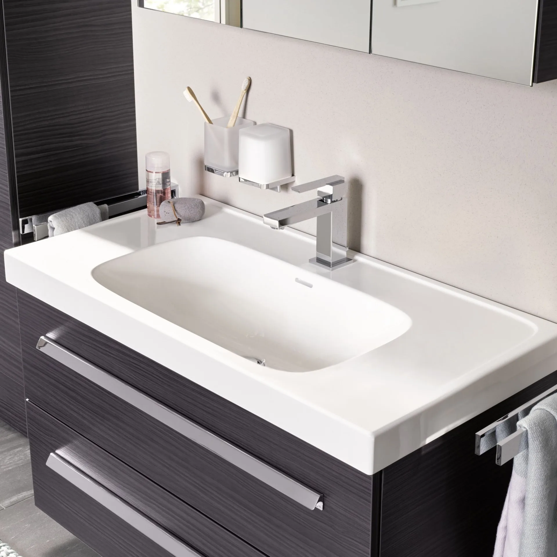 LANZET K1 Waschbecken Keramik 90 cm, Weiß