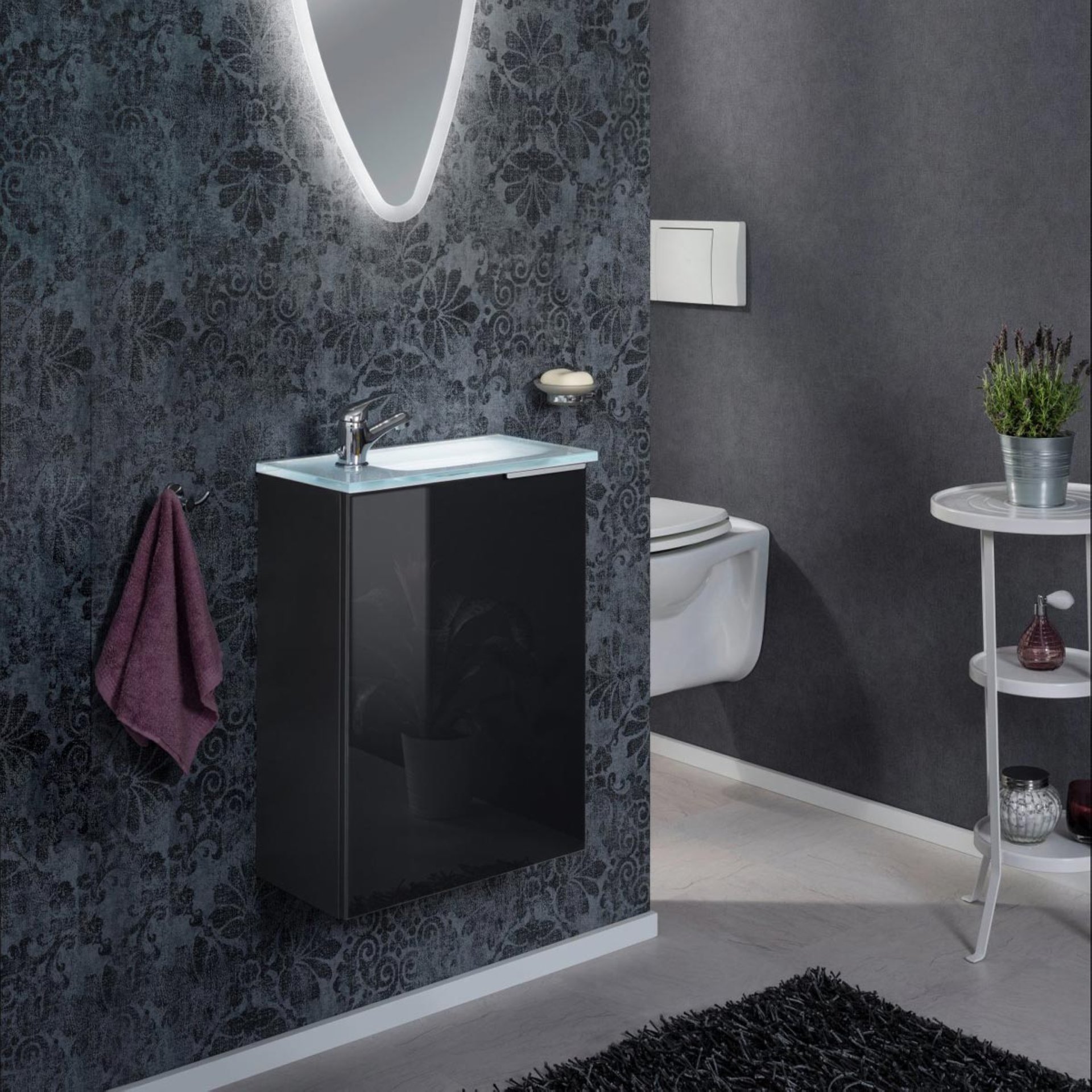 Fackelmann SBC KARA Waschbeckenunterschrank 45 cm, Anthrazit, links