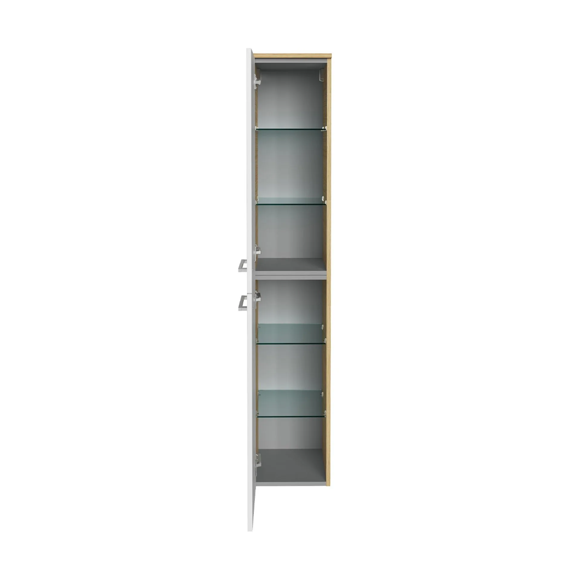 FACKELMANN B.STYLE Badmöbel Set 5-teilig 83 cm breit, Weiß/Braun + LED Spiegelschrank + Hochschrank + Midischrank
