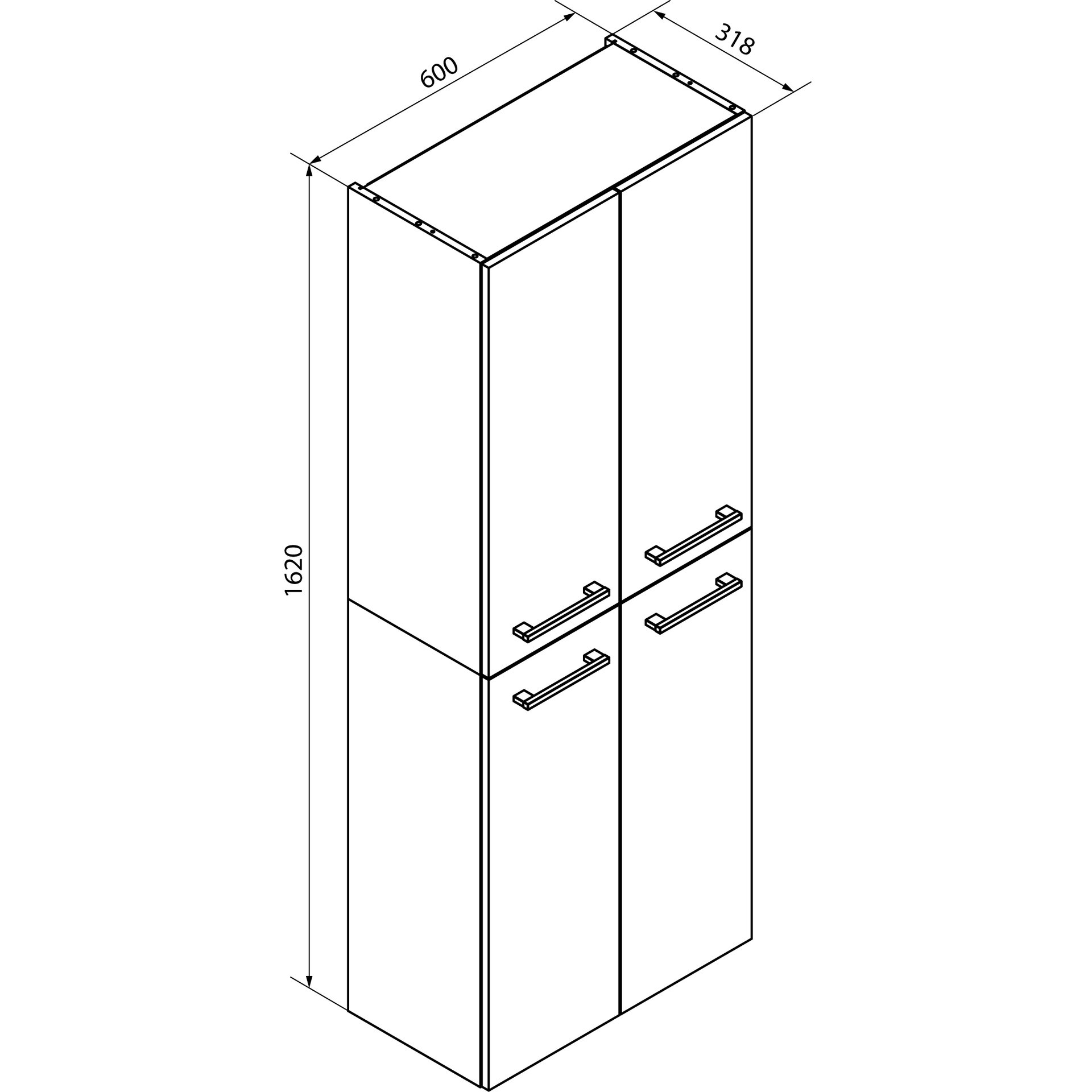 FACKELMANN B.ROUND Doppel Hochschrank 30 cm breit, Anthrazit