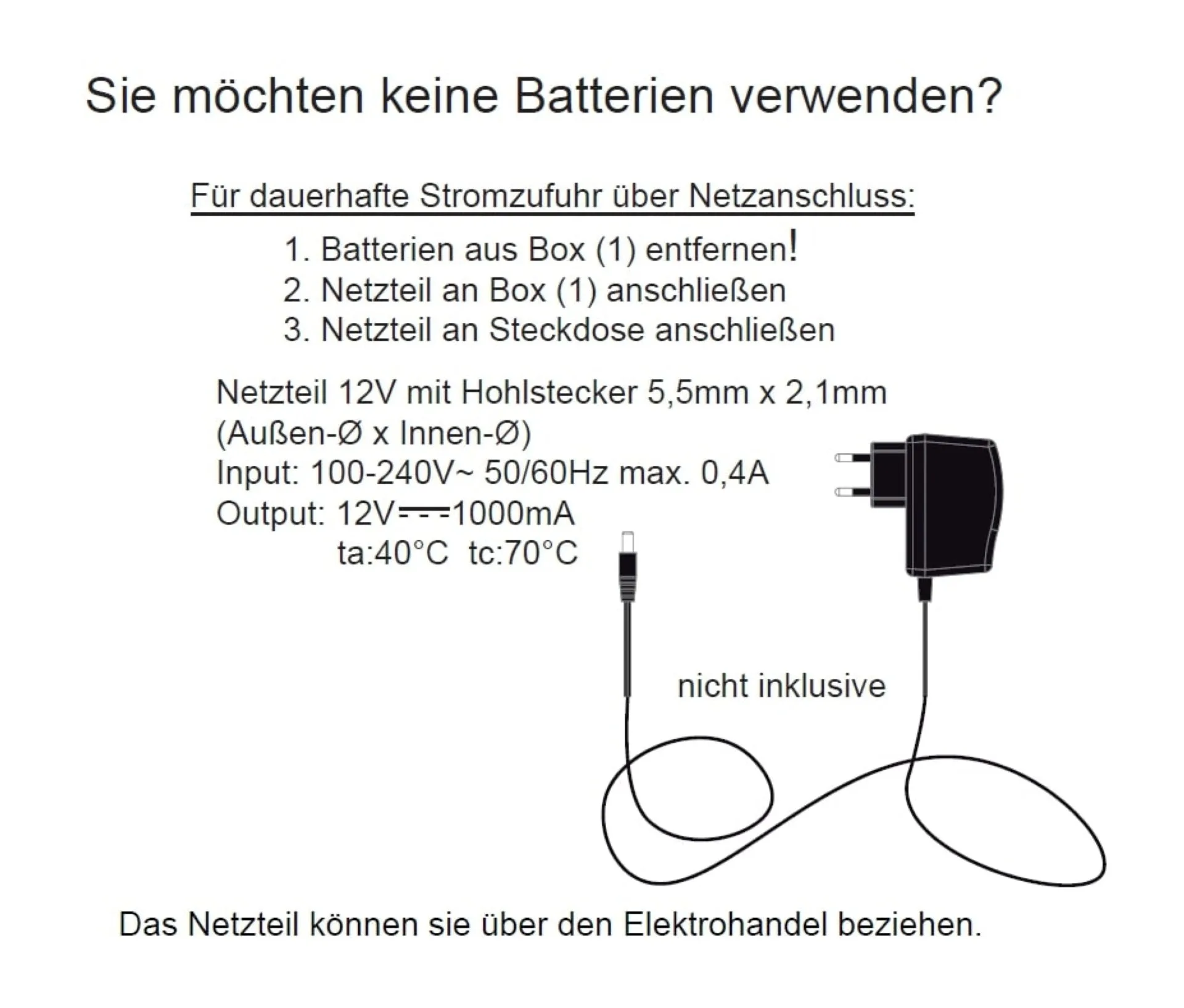Lanzet Netzteil mit Stecker für Bewegungsmelder