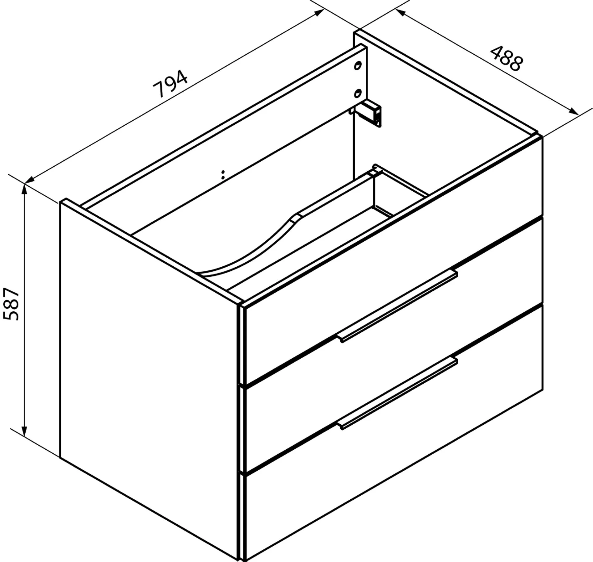 FACKELMANN KARA Waschbeckenunterschrank 80 cm breit, Anthrazit, 2 Schubladen