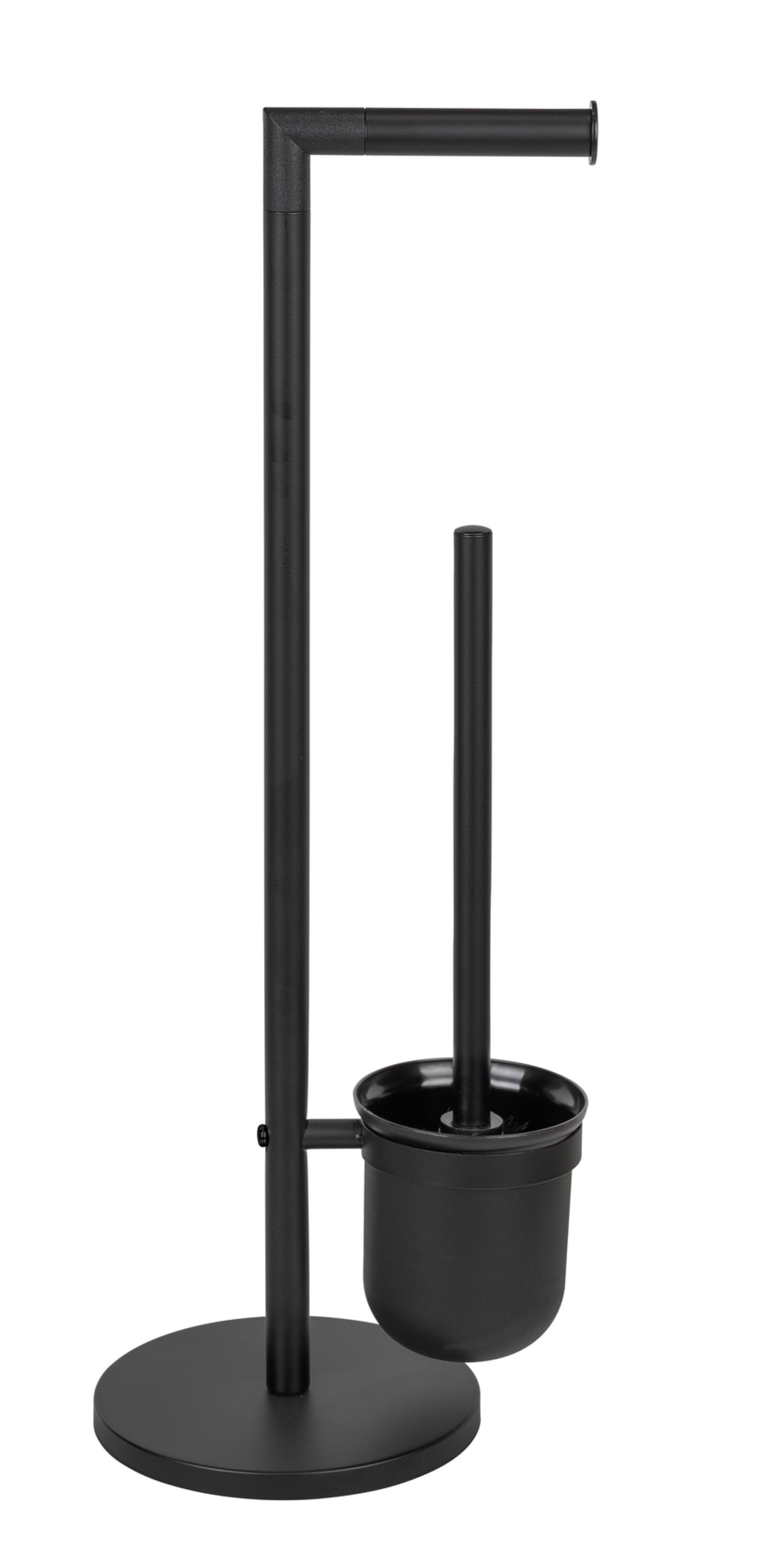 WENKO PARUS WC-Garnitur, Schwarz, mit Toilettenpapierhalter, stehend