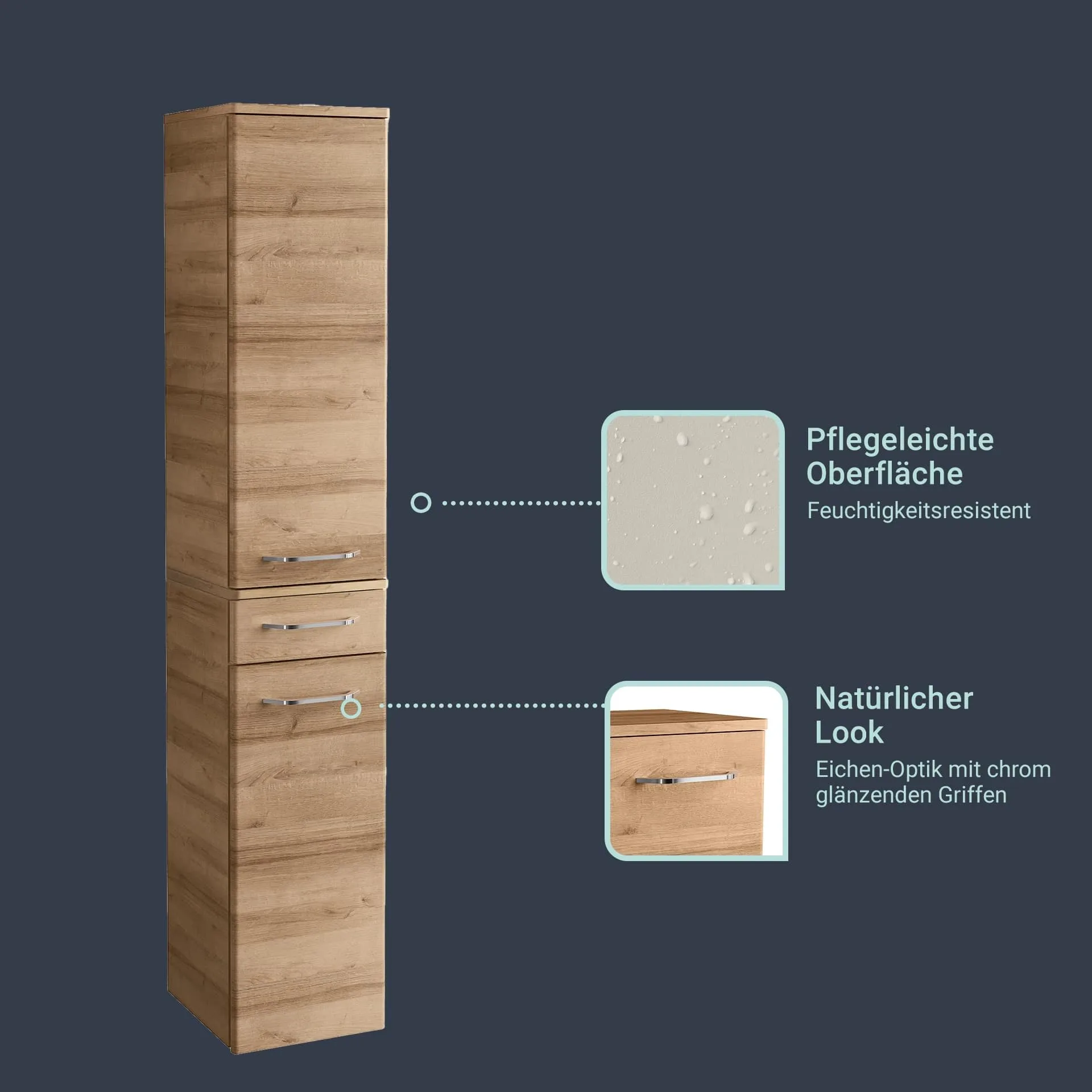 FACKELMANN MILANO Hochschrank 30 cm breit, Braun hell