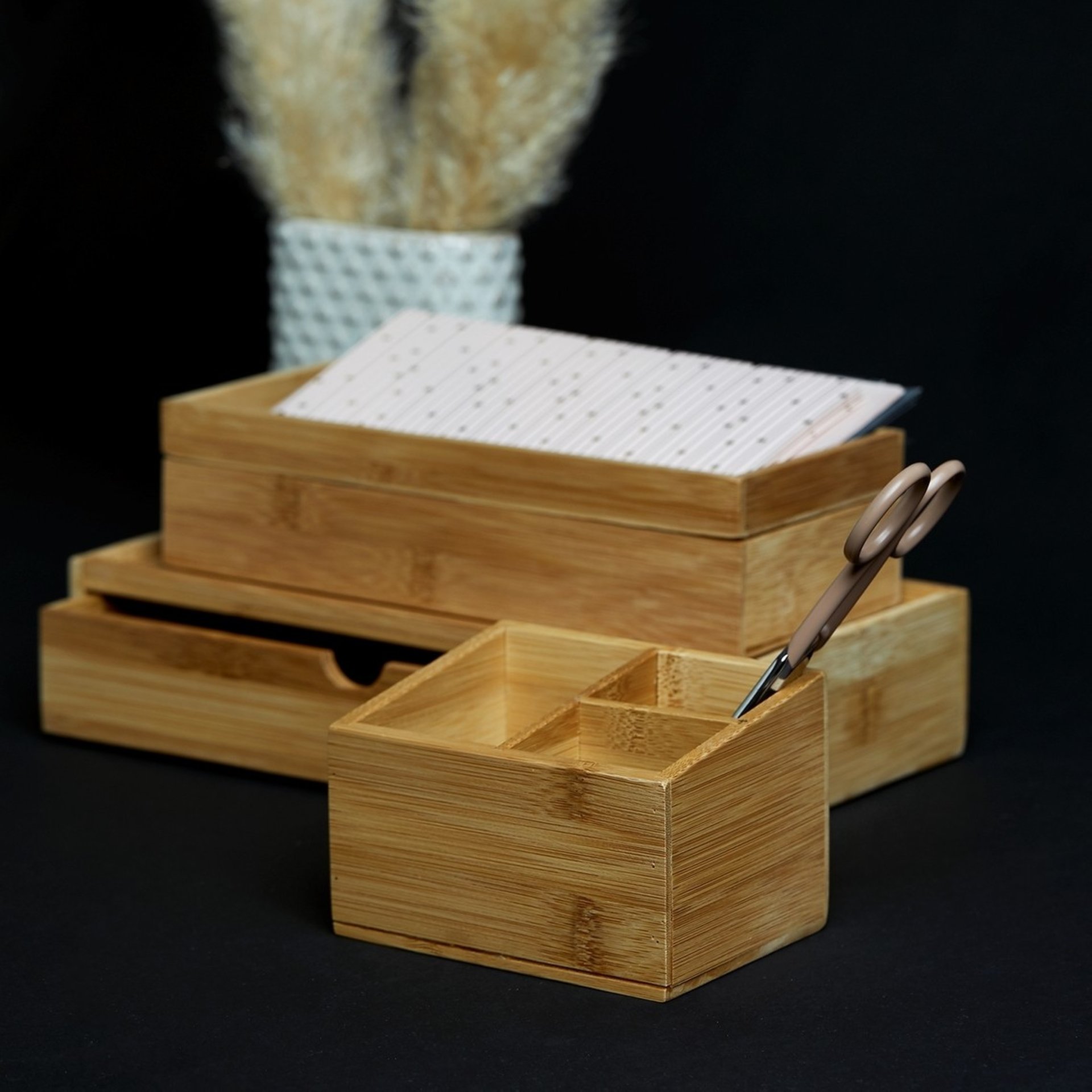 WENKO TERRA Aufbewahrungsbox, Braun, mit Schublade, aus Bambus