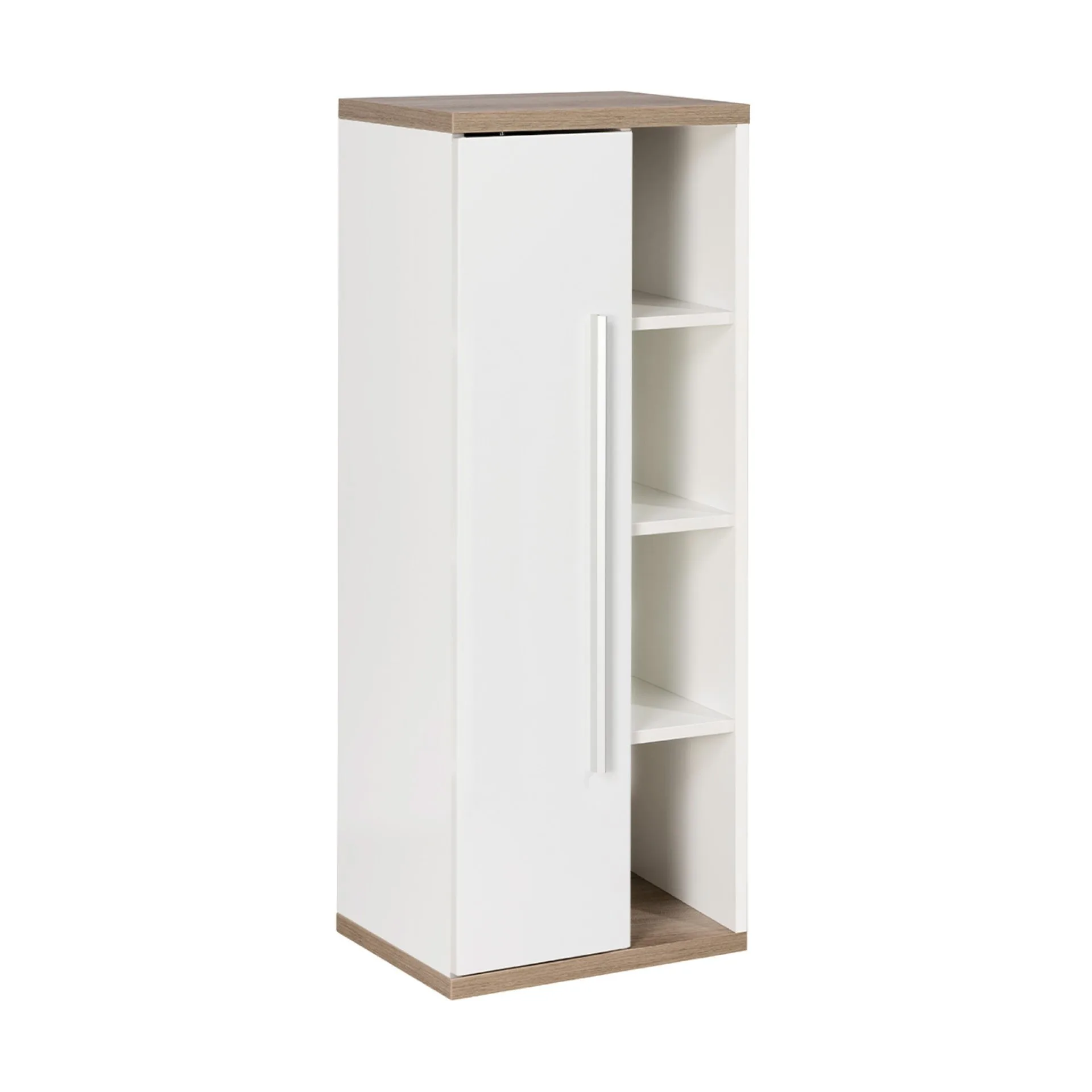 FACKELMANN STANFORD Midischrank 42 cm breit, Weiß/Braun hell, Türanschlag links