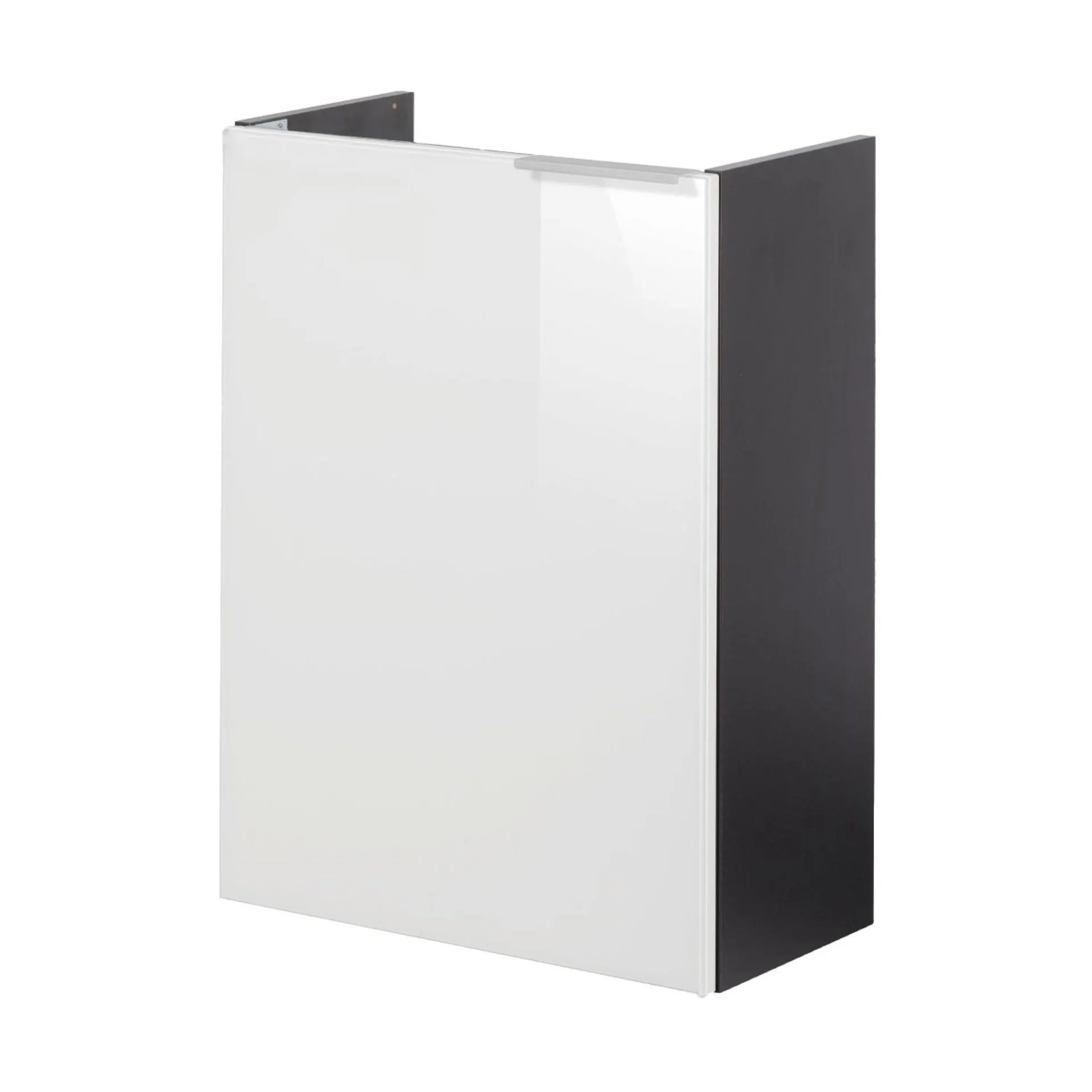 FACKELMANN SBC KARA Waschbeckenunterschrank Gäste WC 45 cm breit, Weiß/Anthrazit, Türanschlag links