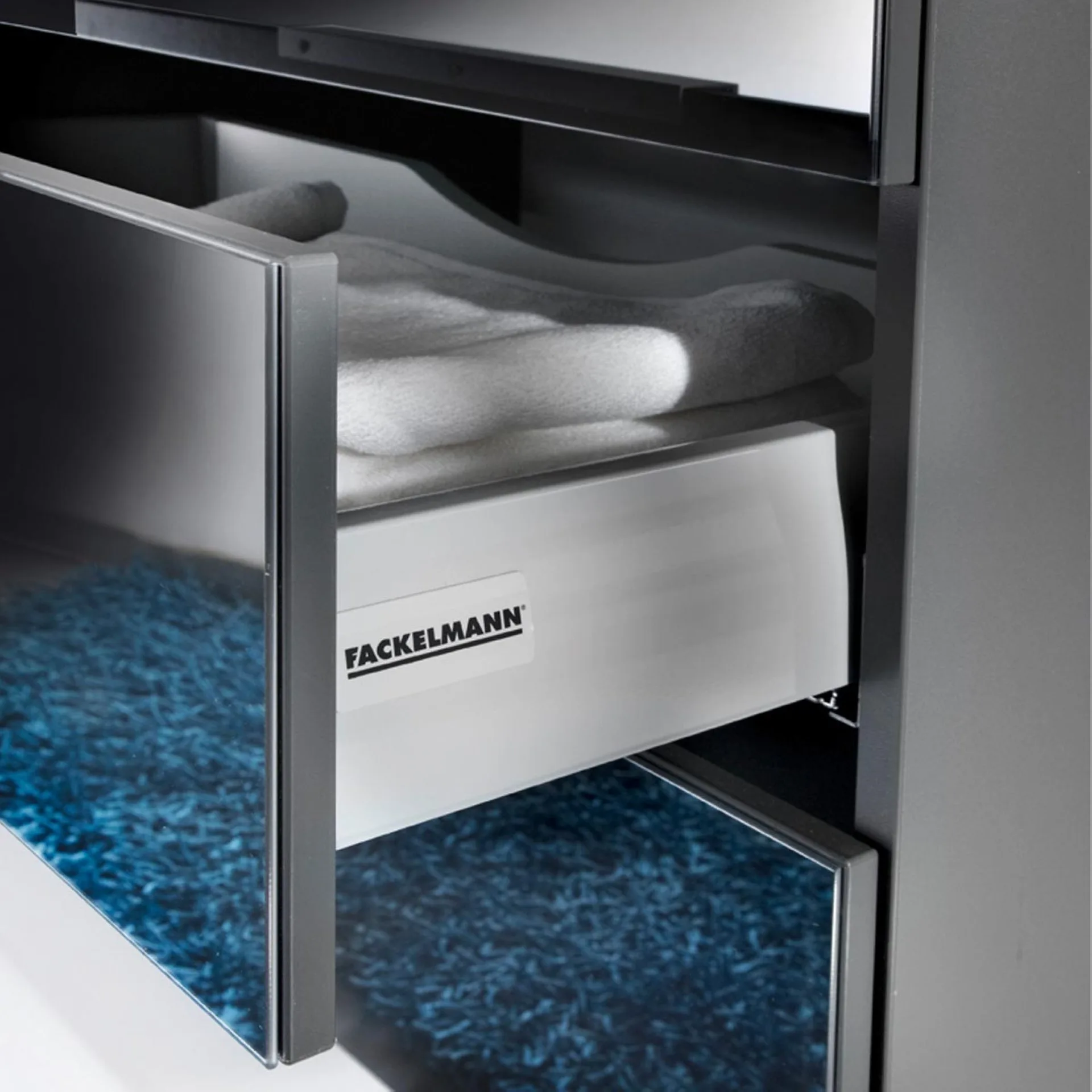 FACKELMANN KARA Waschbeckenunterschrank 80 cm breit, Anthrazit, 2 Schubladen