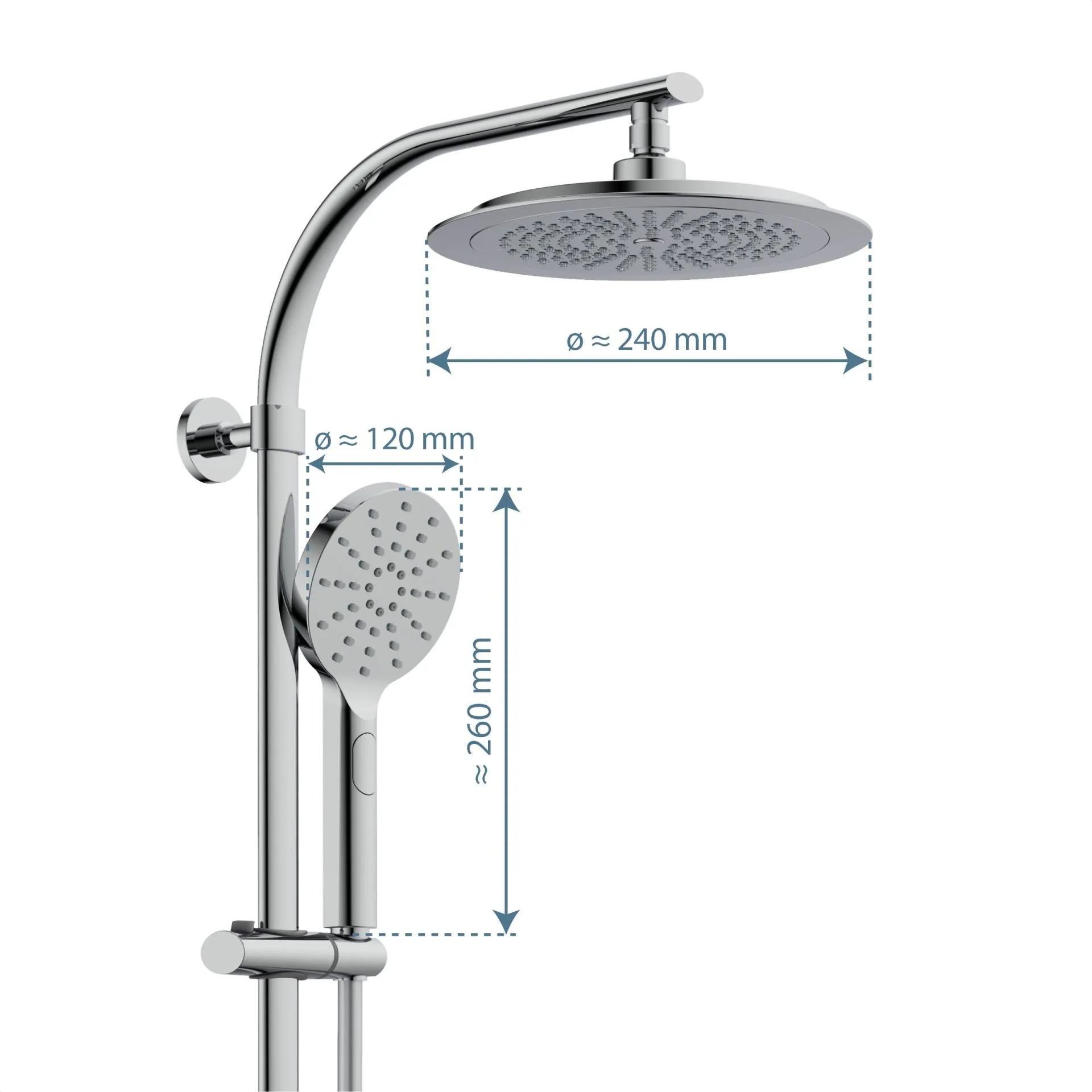 SCHÜTTE MADURA FRESH Überkopf-Brauseset, Chrom, mit Thermostat