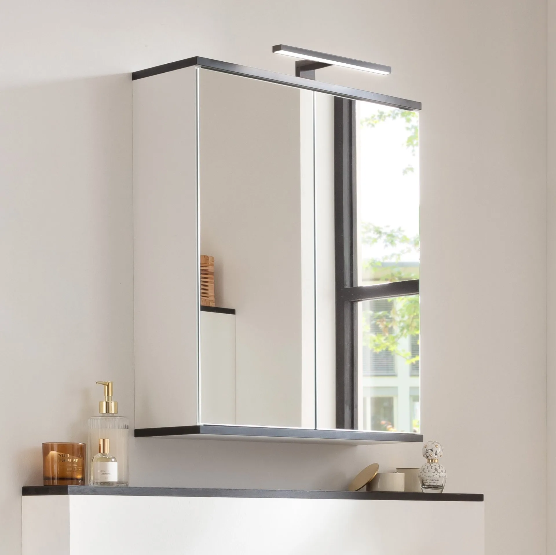 FACKELMANN TE-A Spiegelschrank 60 cm breit, Weiß